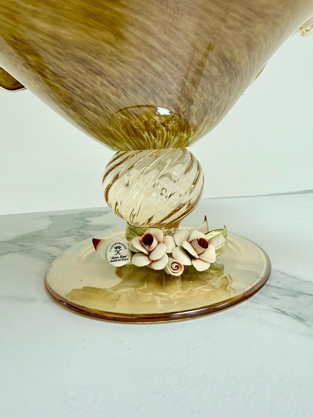 Murano Glass Centerpiece | Certified Murano Glass | Made in Italy | Table Decoration | Collection White Crystal