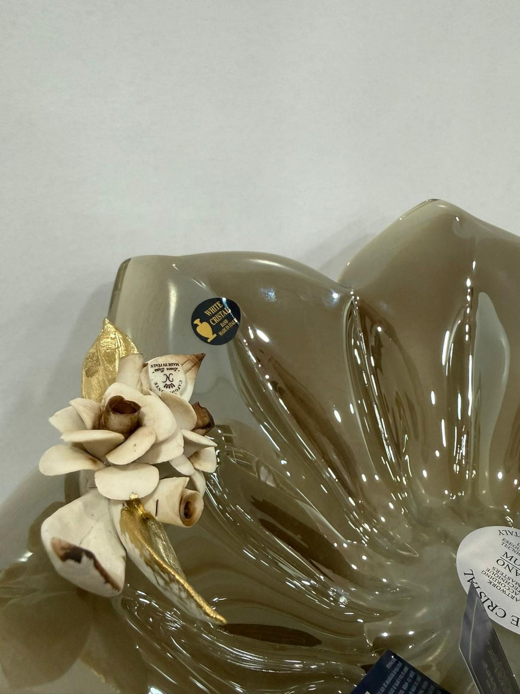 Murano Glass Centerpiece | Certified Murano Glass | Made in Italy | Table Decoration | Collection White Crystal