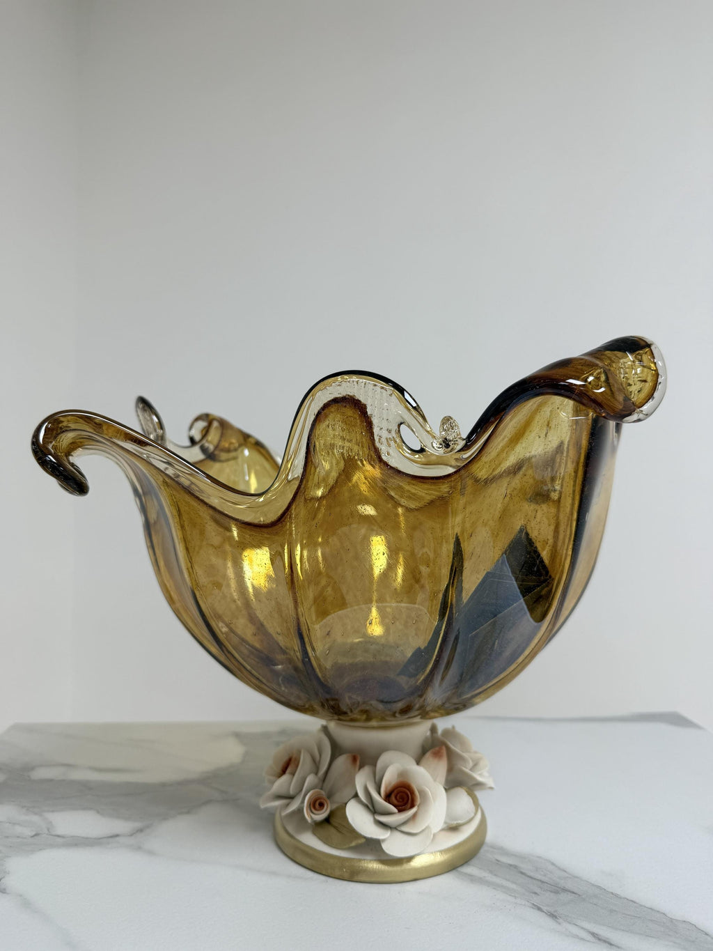 Murano Glass Centerpiece | Certified Murano Glass | Made in Italy | Table Decoration | Collection White Crystal