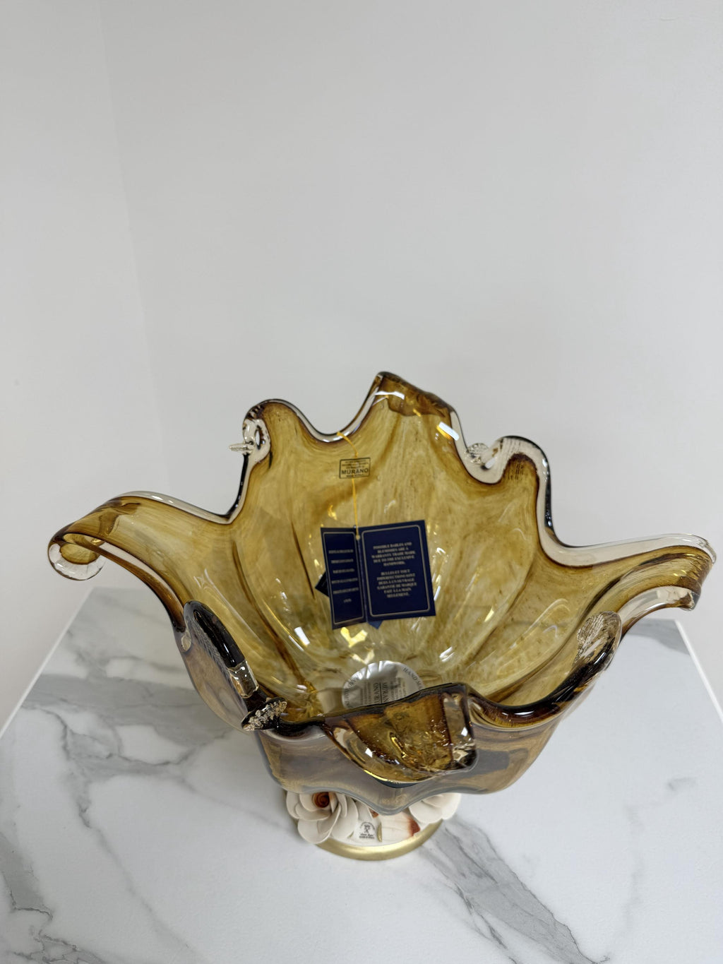 Murano Glass Centerpiece | Certified Murano Glass | Made in Italy | Table Decoration | Collection White Crystal