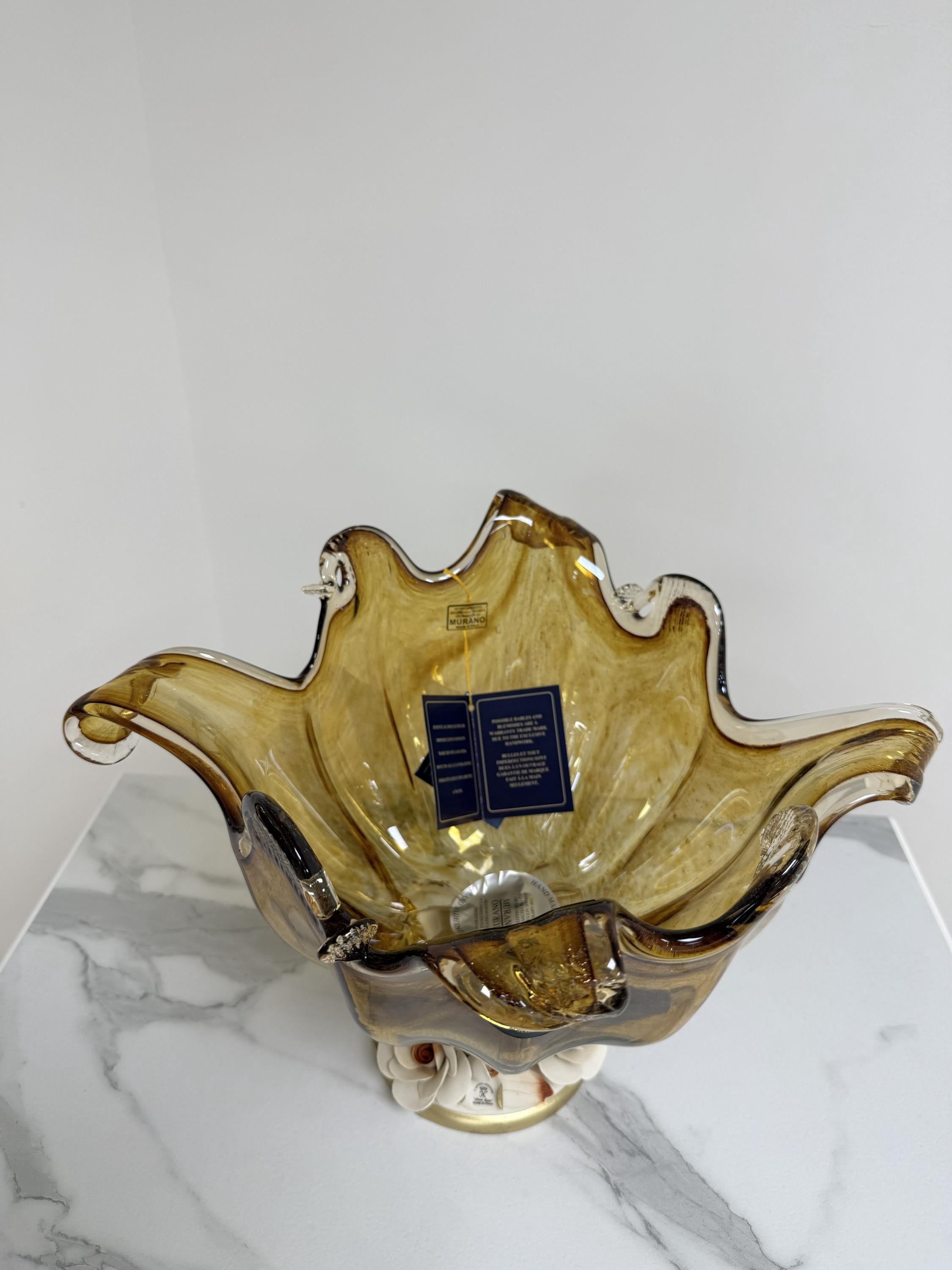 Murano Glass Centerpiece | Certified Murano Glass | Made in Italy | Table Decoration | Collection White Crystal