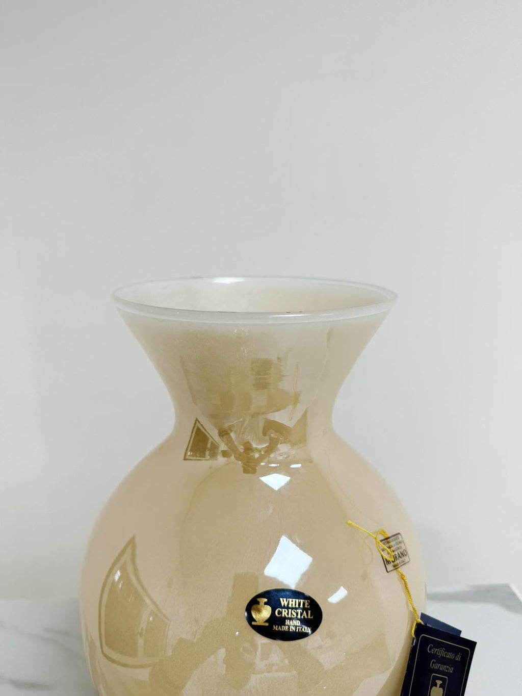 Murano Glass Vase | Certified Murano Glass | Made in Italy | Decorative Vase | Collection White Crystal