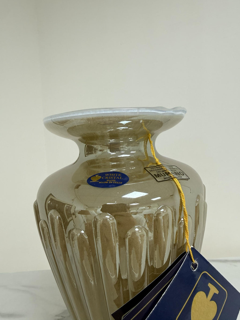 Murano Glass Vase | Certified Murano Glass | Made in Italy | Decorative Vase | Collection White Crystal