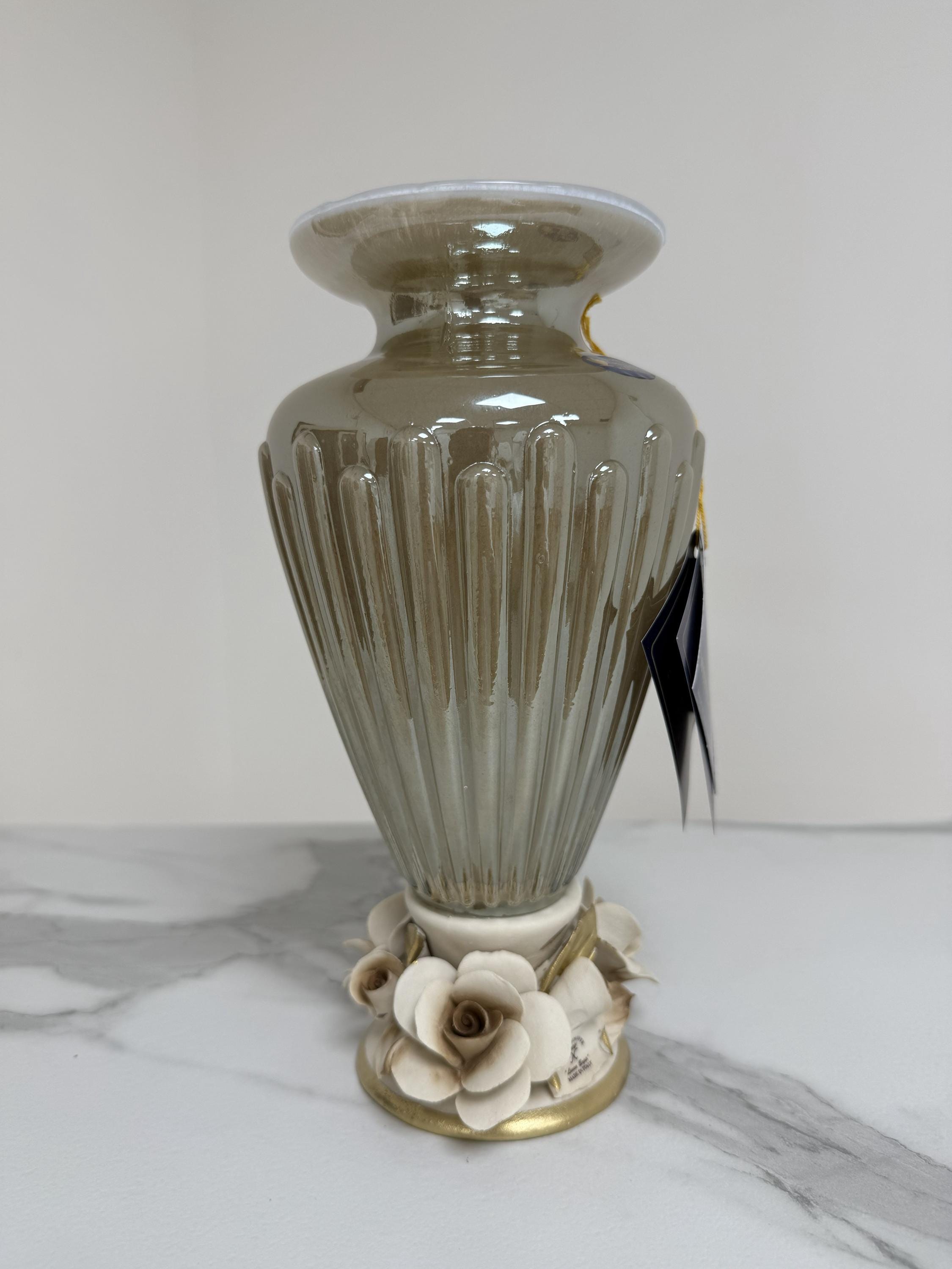 Murano Glass Vase | Certified Murano Glass | Made in Italy | Decorative Vase | Collection White Crystal