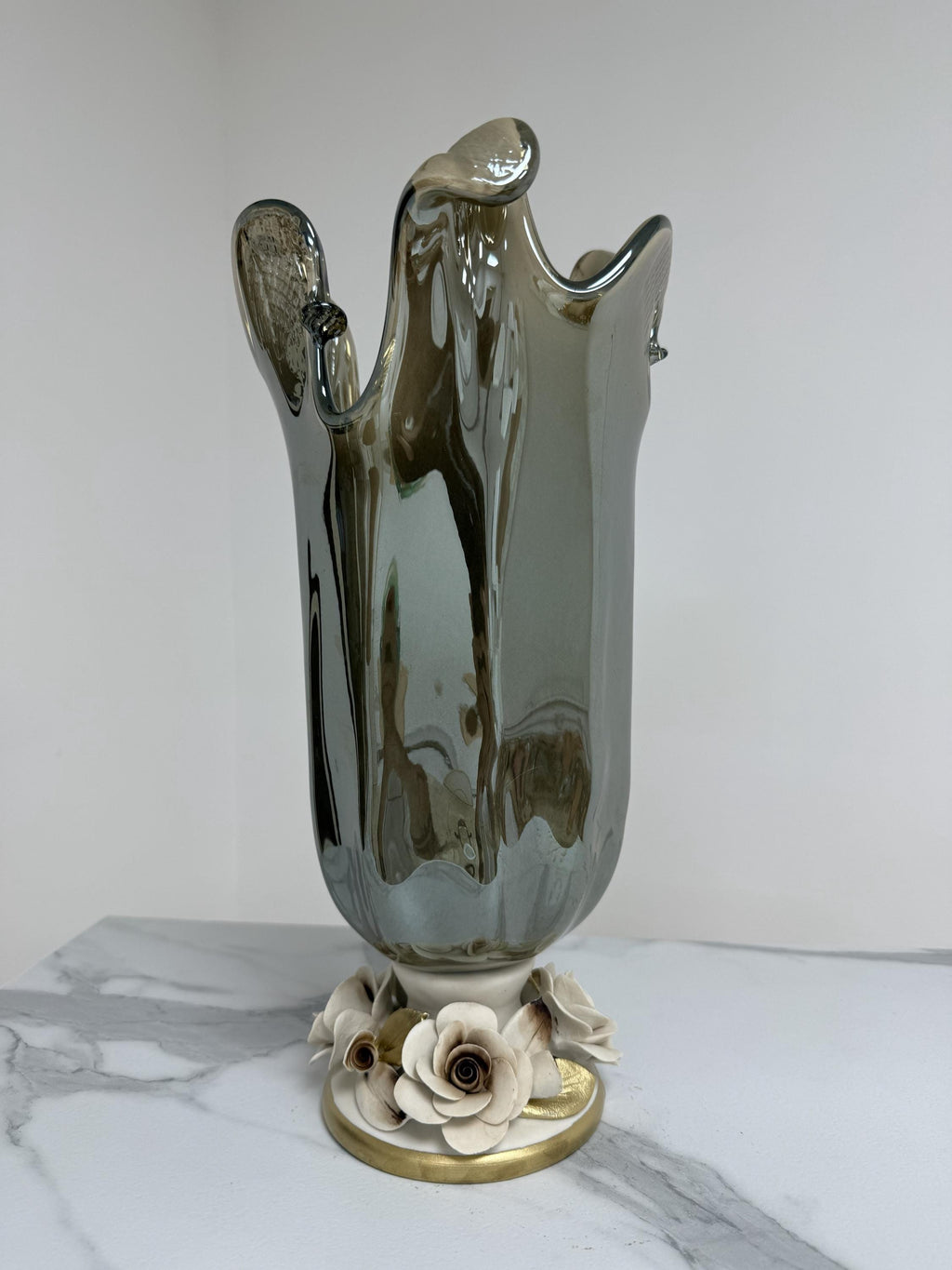 Murano Glass Vase | Certified Murano Glass | Made in Italy | Decorative Vase | Collection White Crystal
