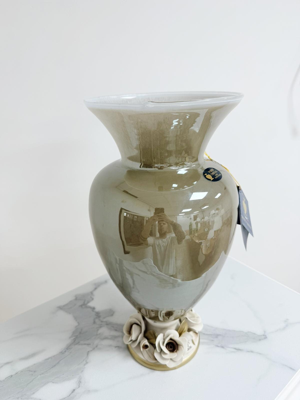 Murano Glass Vase | Certified Murano Glass | Made in Italy | Decorative Vase | Collection White Crystal