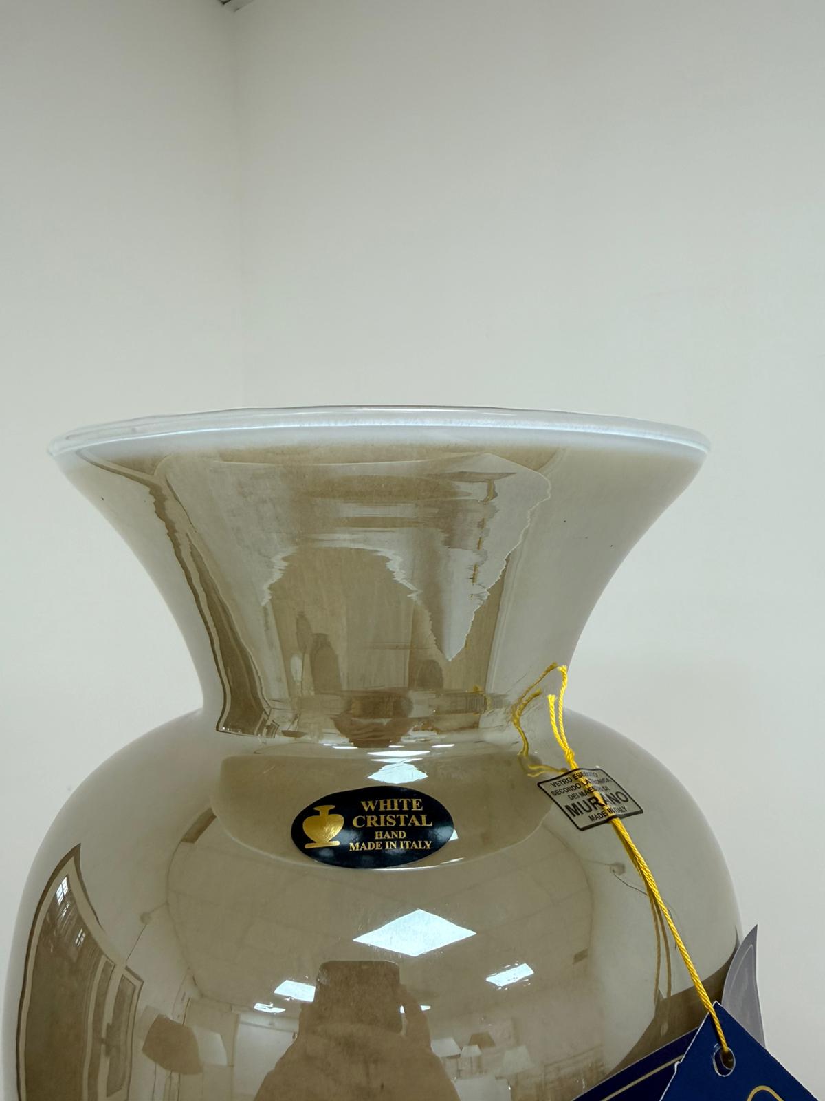 Murano Glass Vase | Certified Murano Glass | Made in Italy | Decorative Vase | Collection White Crystal