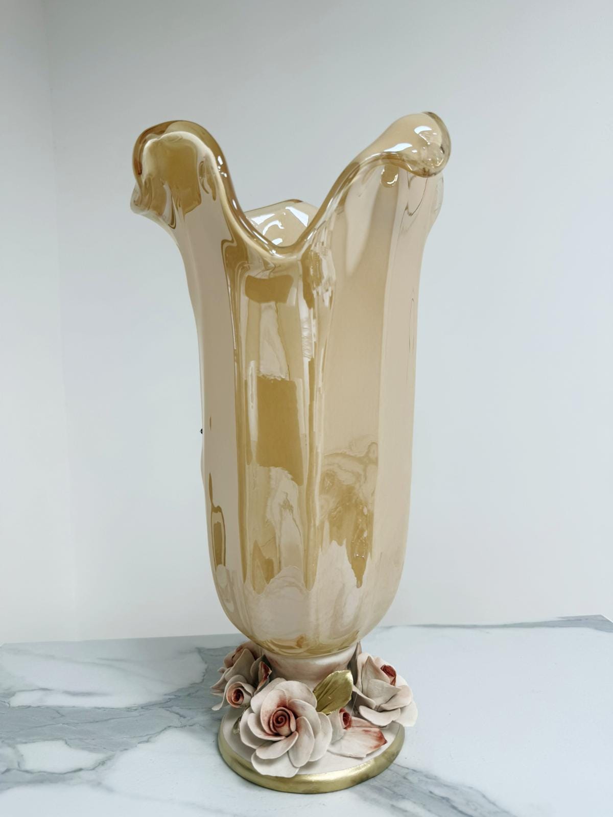 Murano Glass Vase | Certified Murano Glass | Made in Italy | Decorative Vase | Collection White Crystal