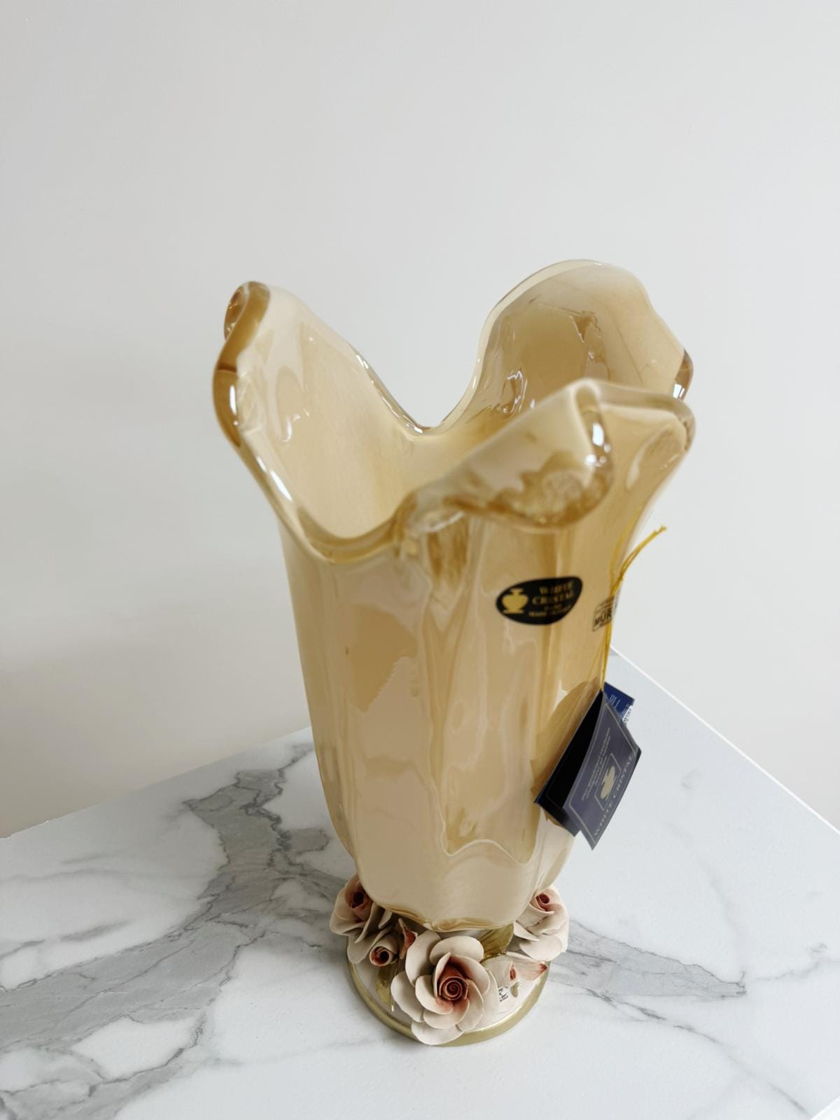 Murano Glass Vase | Certified Murano Glass | Made in Italy | Decorative Vase | Collection White Crystal