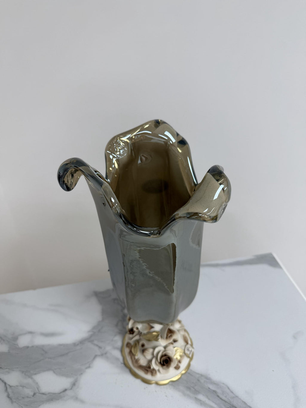 Murano Glass Vase | Certified Murano Glass | Made in Italy | Decorative Vase | Collection White Crystal