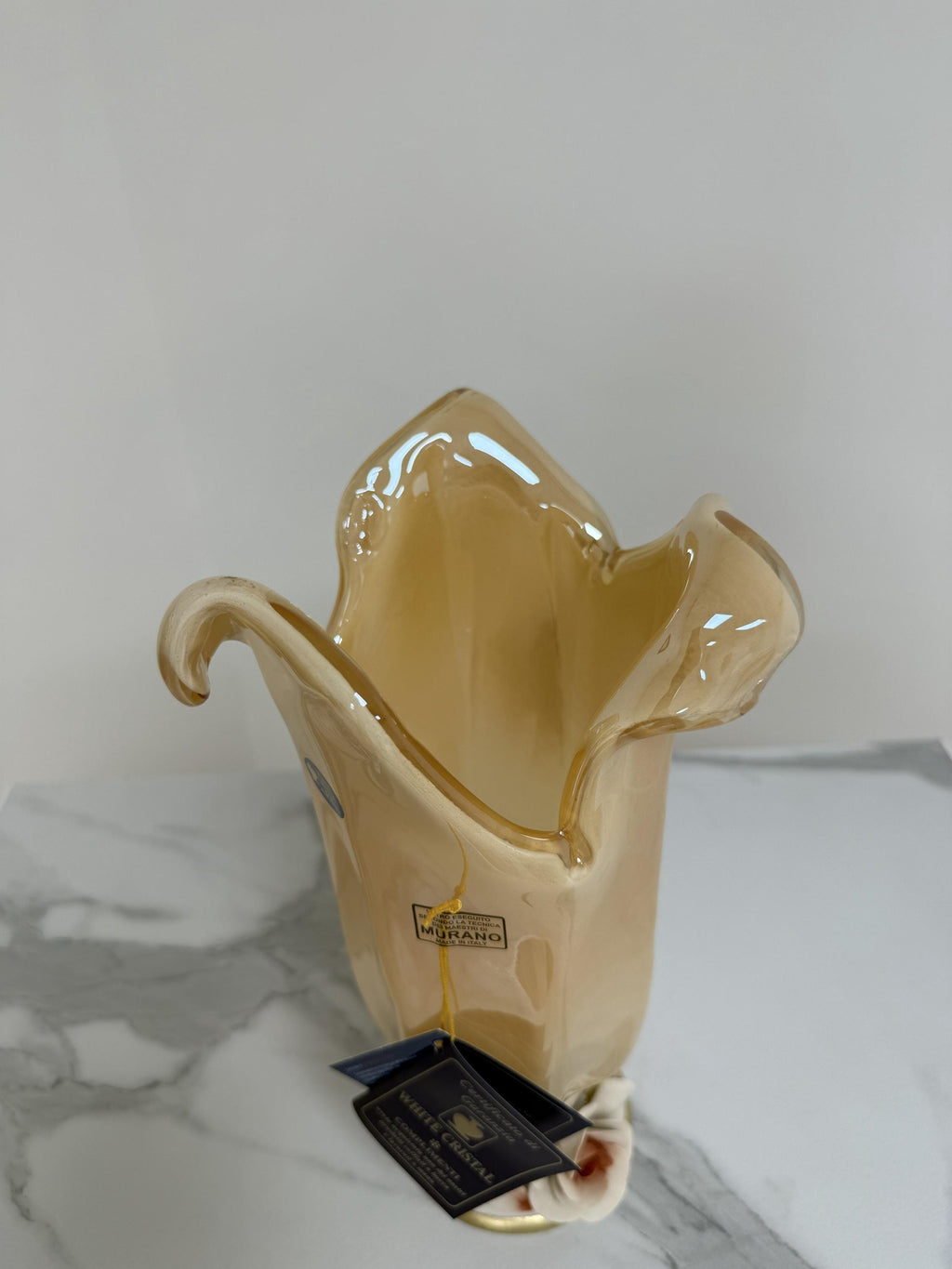 Murano Glass Vase | Certified Murano Glass | Made in Italy | Decorative Vase | Collection White Crystal