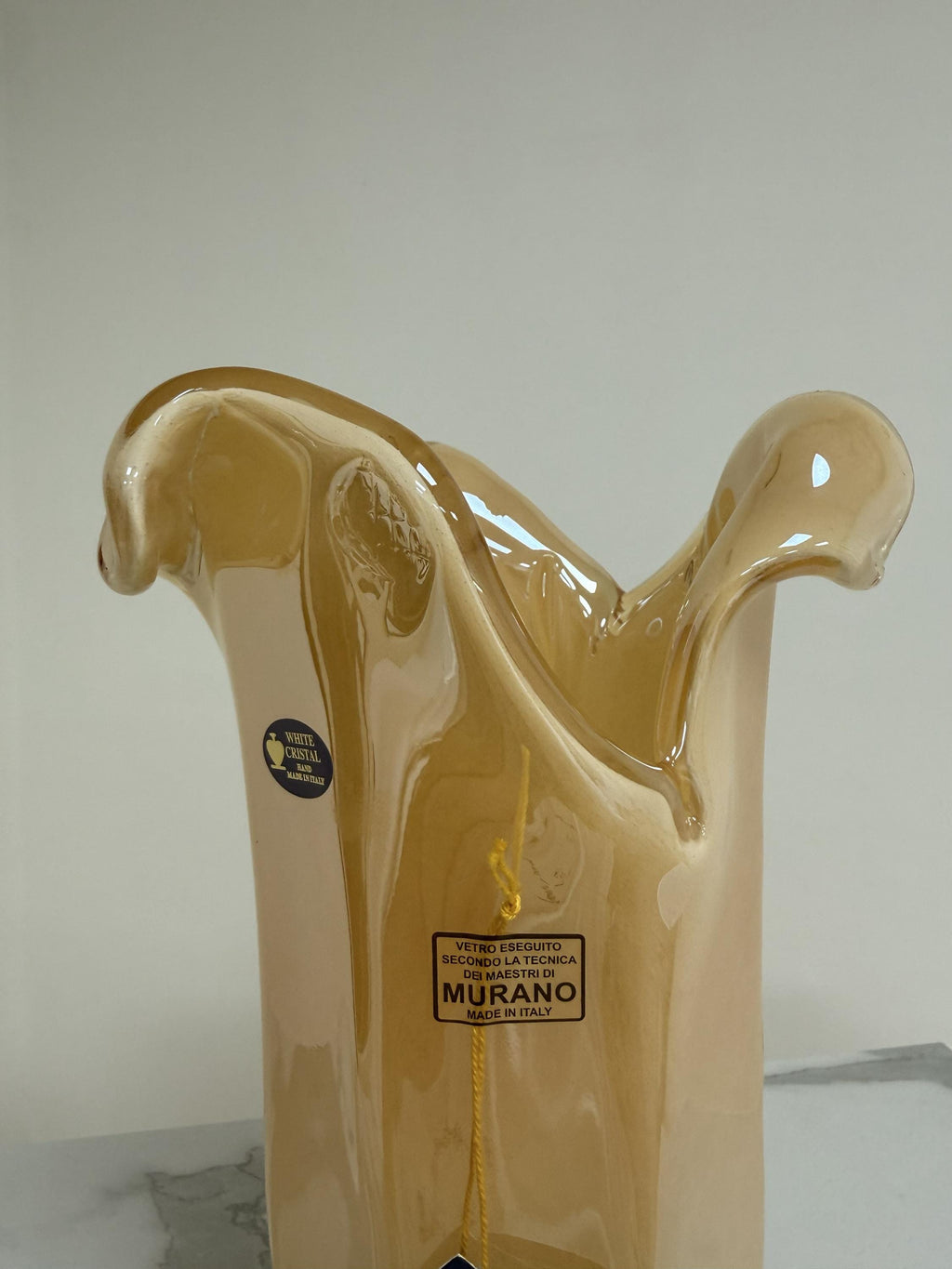 Murano Glass Vase | Certified Murano Glass | Made in Italy | Decorative Vase | Collection White Crystal