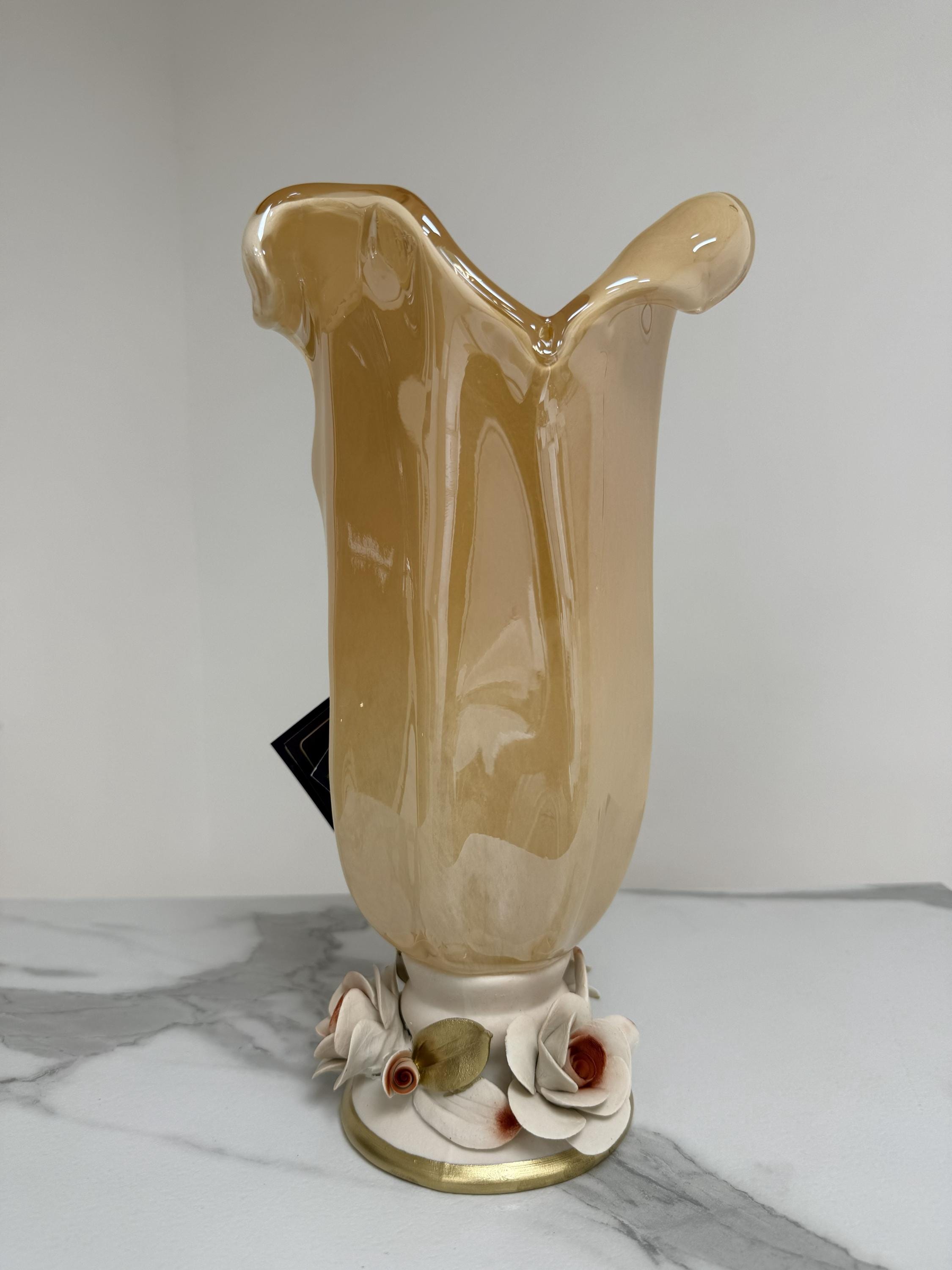 Murano Glass Vase | Certified Murano Glass | Made in Italy | Decorative Vase | Collection White Crystal