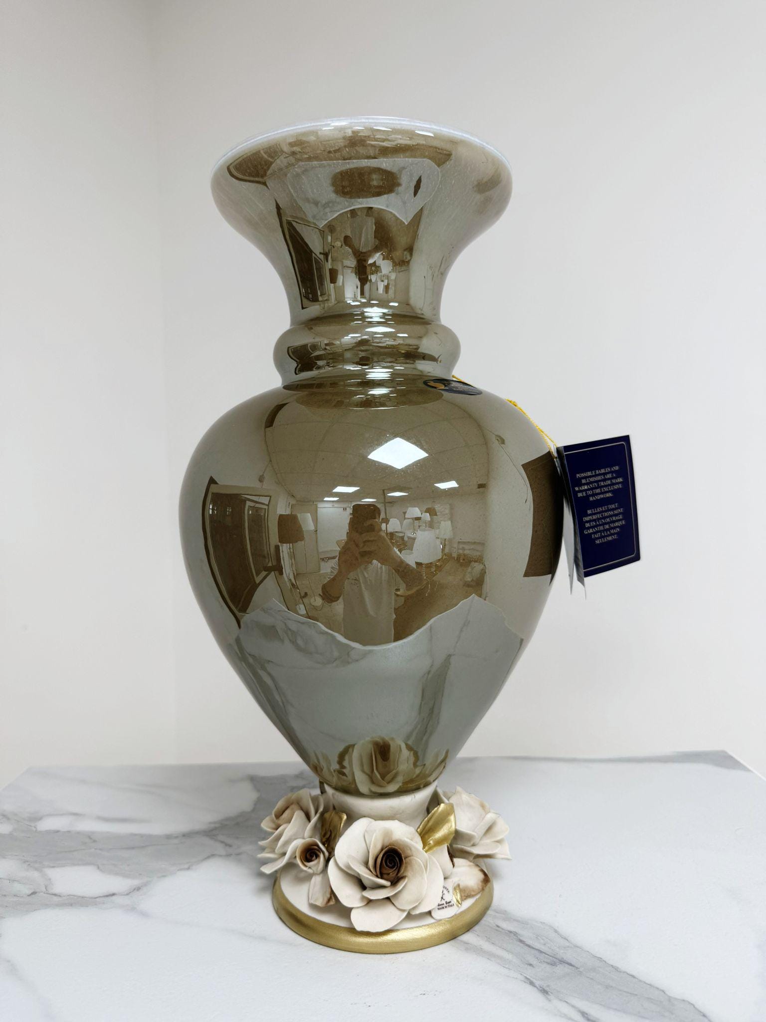 Murano Glass Vase | Certified Murano Glass | Made in Italy | Decorative Vase | Collection White Crystal