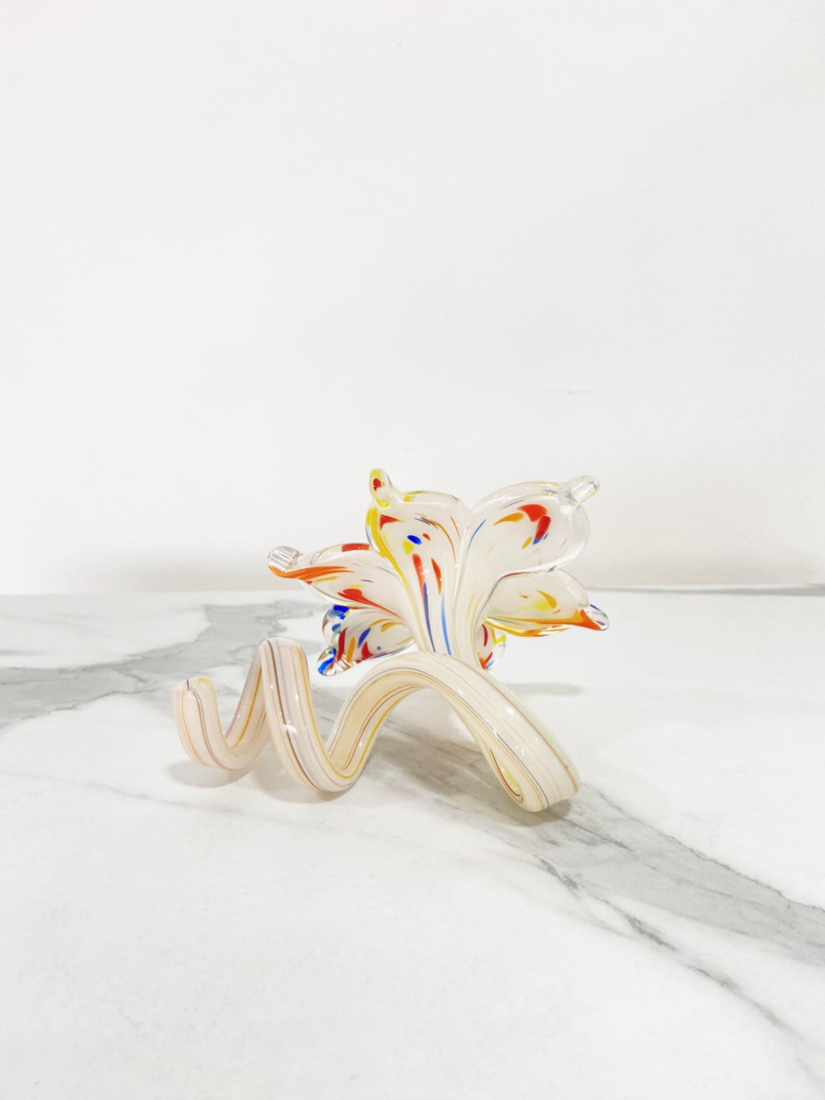 Murano Glass Flower Candle Holder | Certified Murano Glass | Made in Italy | Handmade | Collection 6 petali