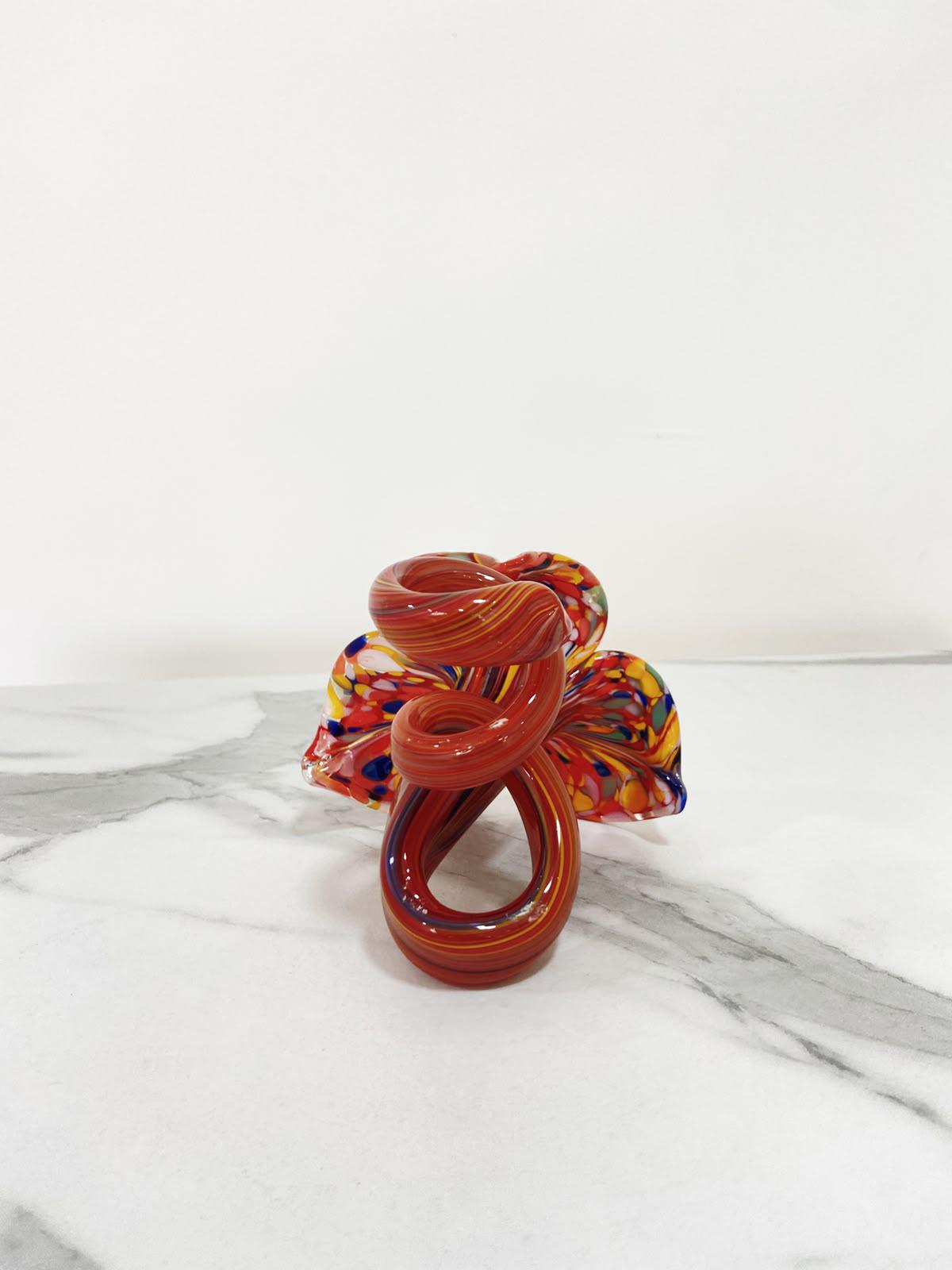 Murano Glass Flower Candle Holder | Certified Murano Glass | Made in Italy | Handmade | Collection 3 petali
