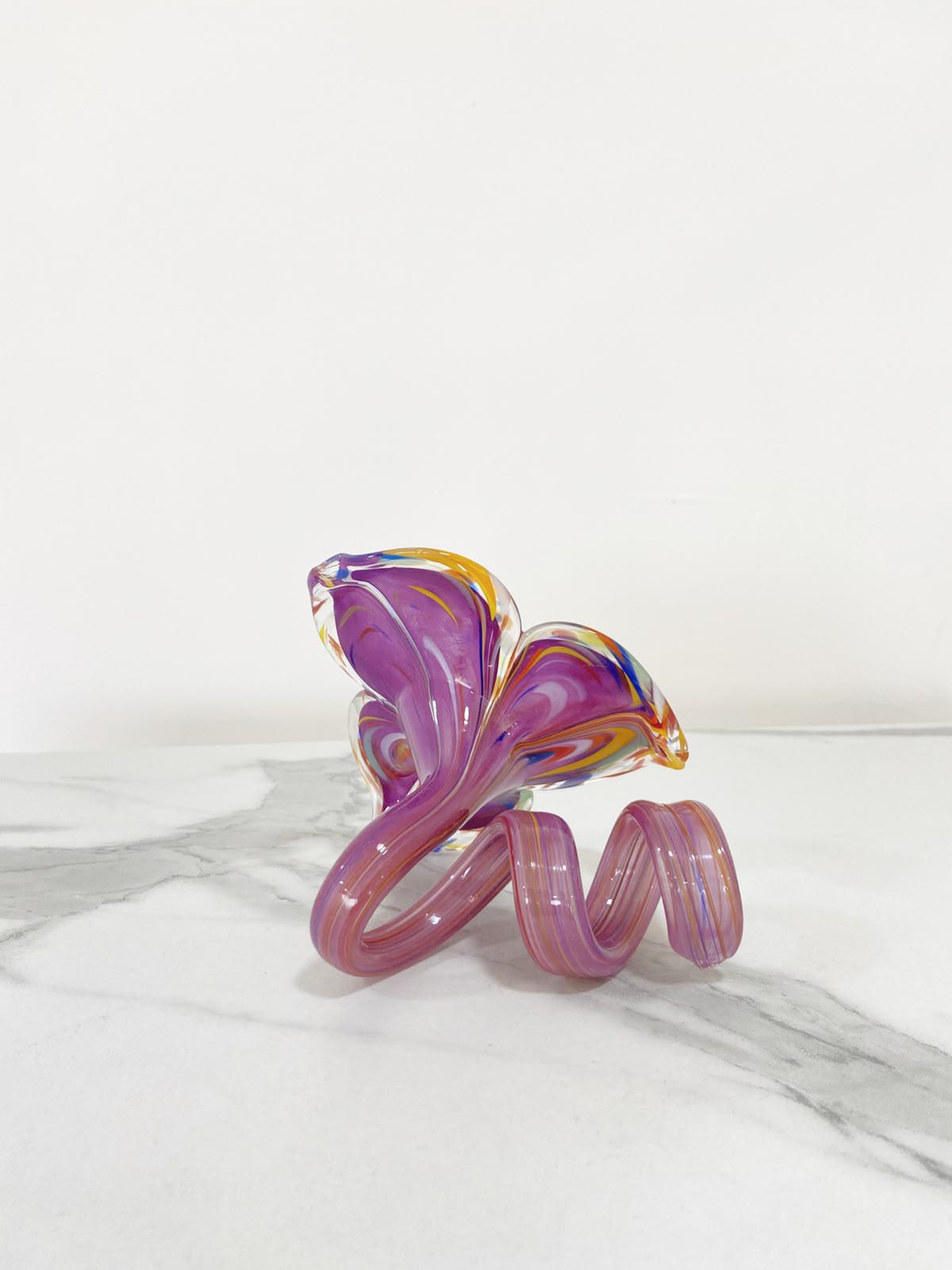 Murano Glass Flower Candle Holder | Certified Murano Glass | Made in Italy | Handmade | Collection 3 petali