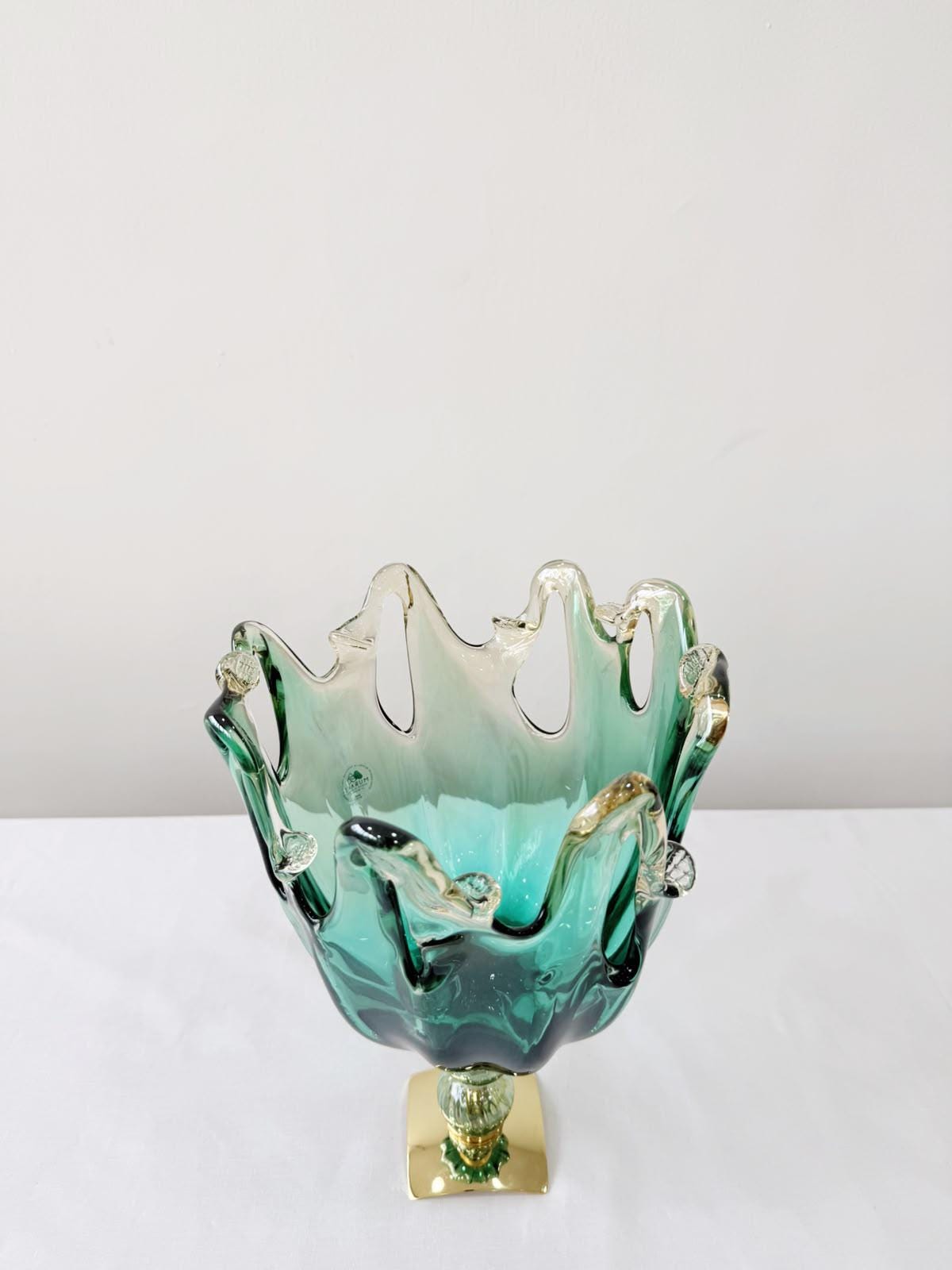 Murano Glass Centerpiece | Certified Murano Glass | Made in Italy | Table Decoration | Collection Polipo Pasta di Vetro Verde con base