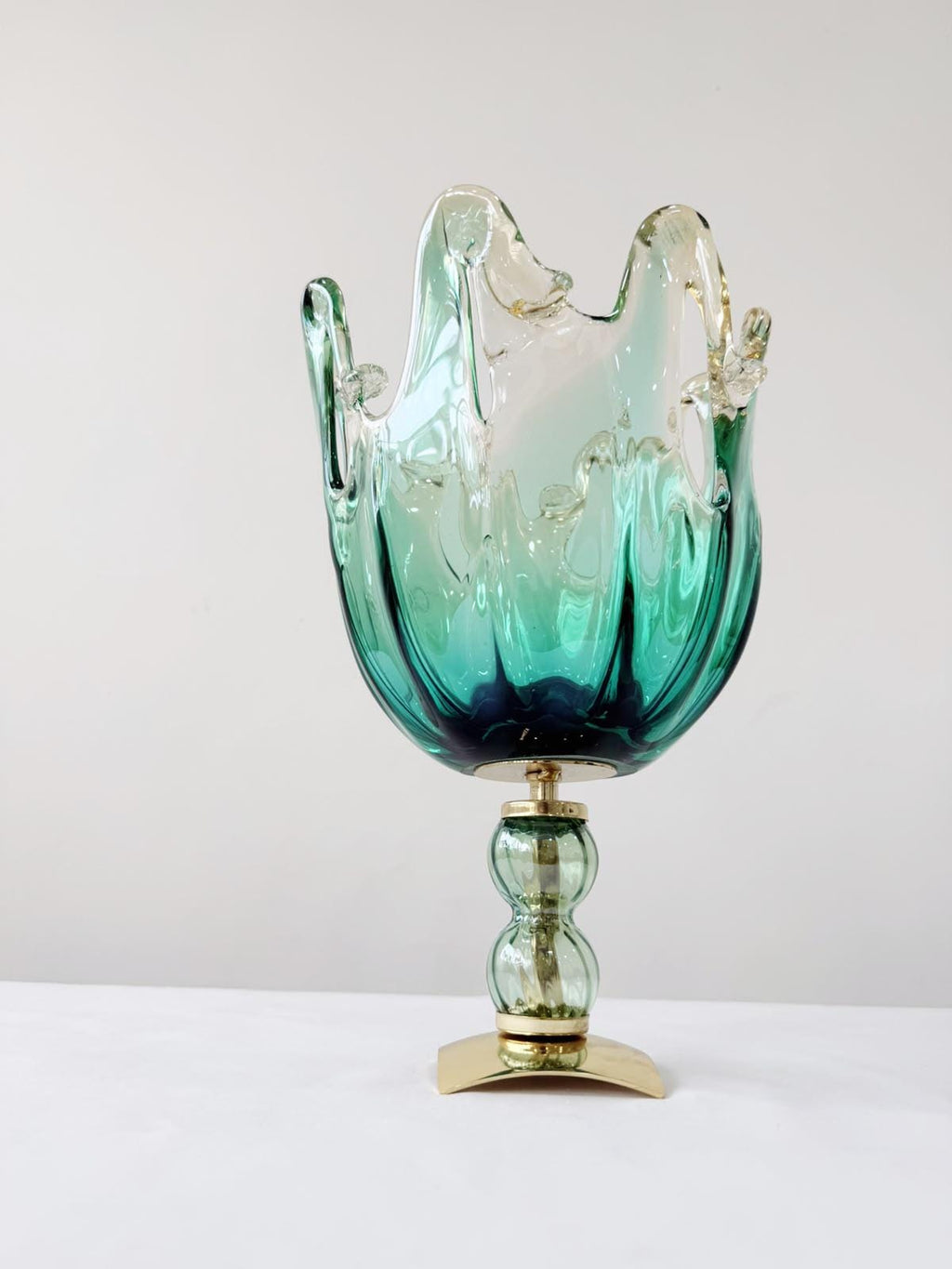 Murano Glass Centerpiece | Certified Murano Glass | Made in Italy | Table Decoration | Collection Polipo Pasta di Vetro Verde con base
