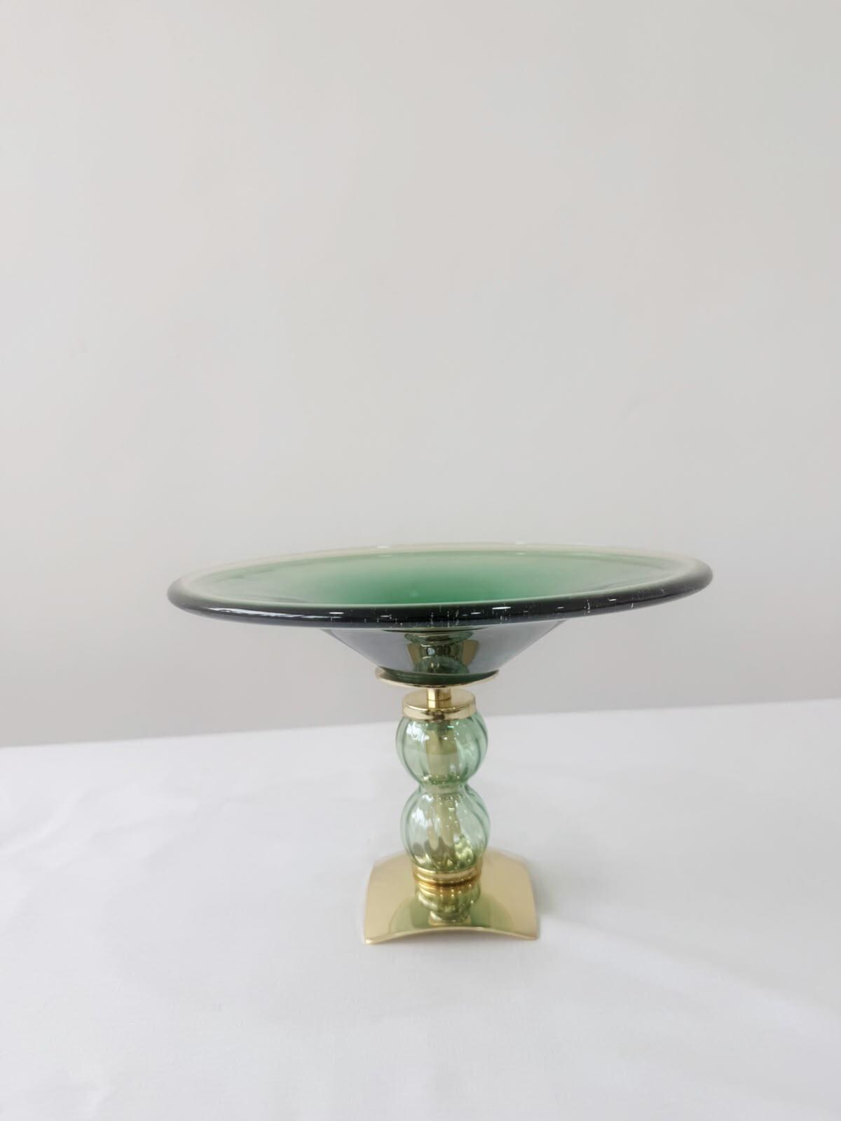 Murano Glass Centerpiece | Certified Murano Glass | Made in Italy | Table Decoration | Collection Pasta di Vetro Verde con base