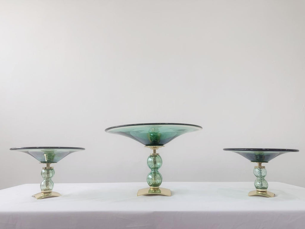 Murano Glass Centerpiece | Certified Murano Glass | Made in Italy | Table Decoration | Collection Pasta di Vetro Verde con base