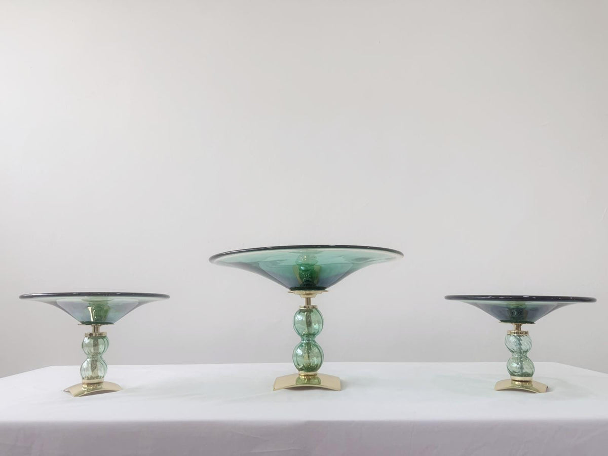 Murano Glass Centerpiece | Certified Murano Glass | Made in Italy | Table Decoration | Collection Pasta di Vetro Verde con base