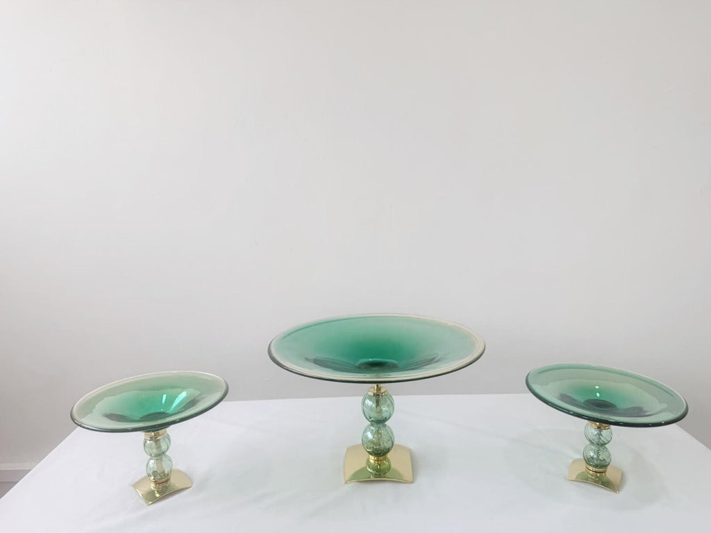 Murano Glass Centerpiece | Certified Murano Glass | Made in Italy | Table Decoration | Collection Pasta di Vetro Verde con base