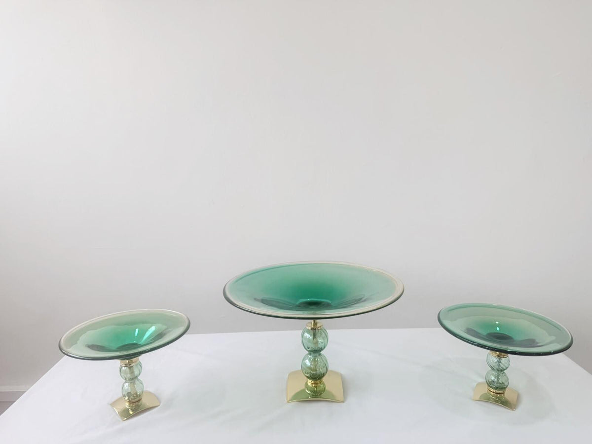 Murano Glass Centerpiece | Certified Murano Glass | Made in Italy | Table Decoration | Collection Pasta di Vetro Verde con base