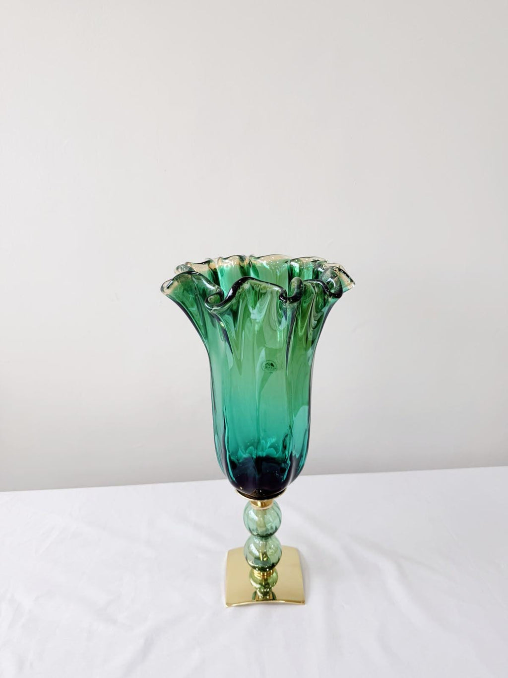 Murano Glass Vase | Certified Murano Glass | Made in Italy | Decorative Vase | Collection Pasta di Vetro Verde con base