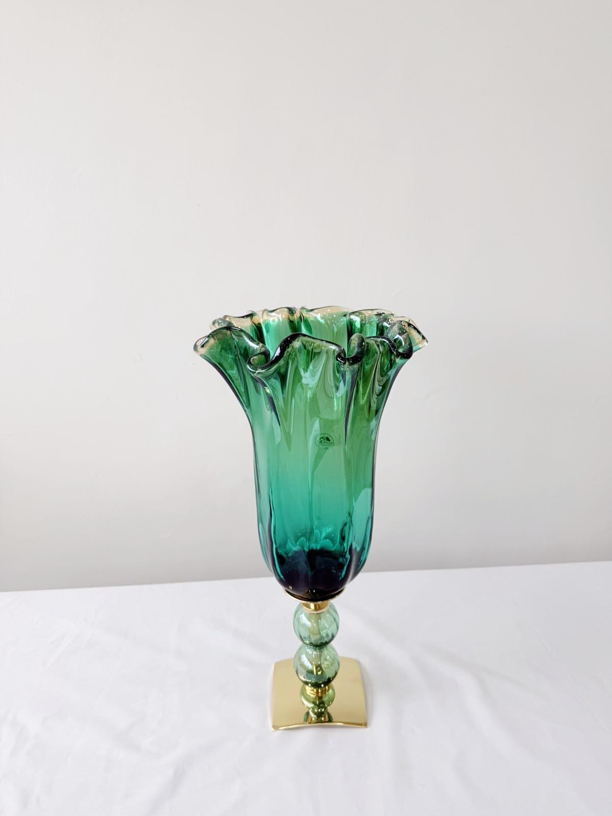 Murano Glass Vase | Certified Murano Glass | Made in Italy | Decorative Vase | Collection Pasta di Vetro Verde con base