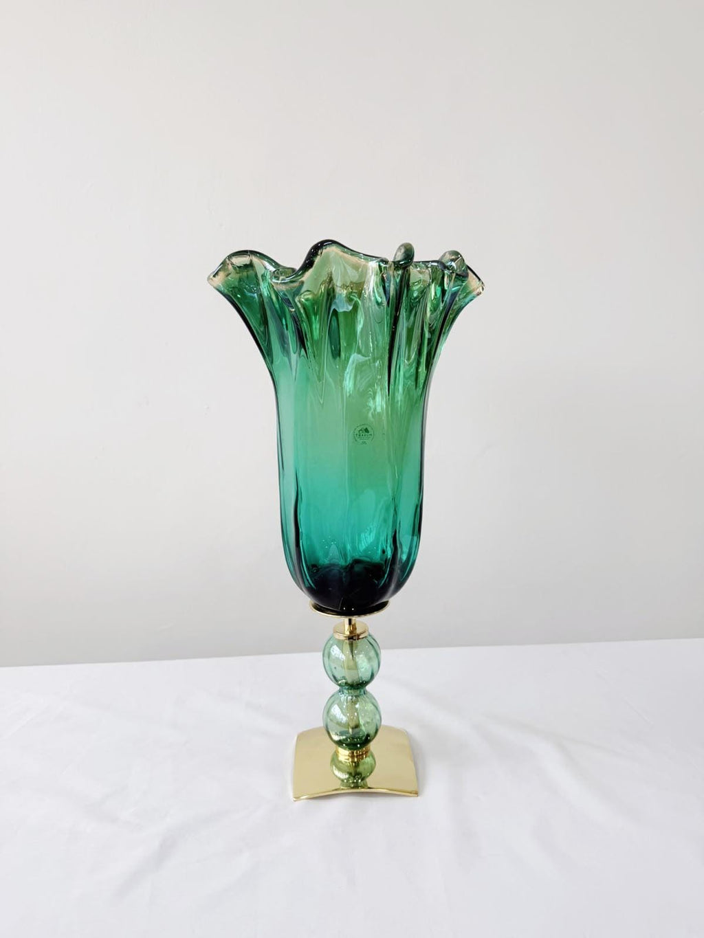 Murano Glass Vase | Certified Murano Glass | Made in Italy | Decorative Vase | Collection Pasta di Vetro Verde con base