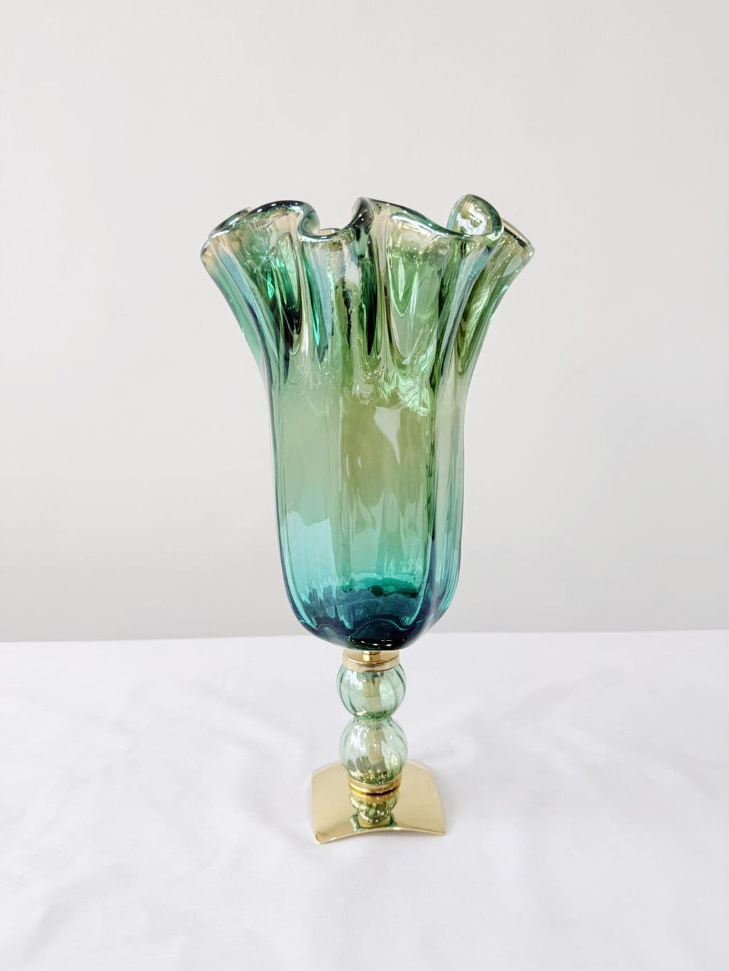 Murano Glass Vase | Certified Murano Glass | Made in Italy | Decorative Vase | Collection Pasta di Vetro Verde con base