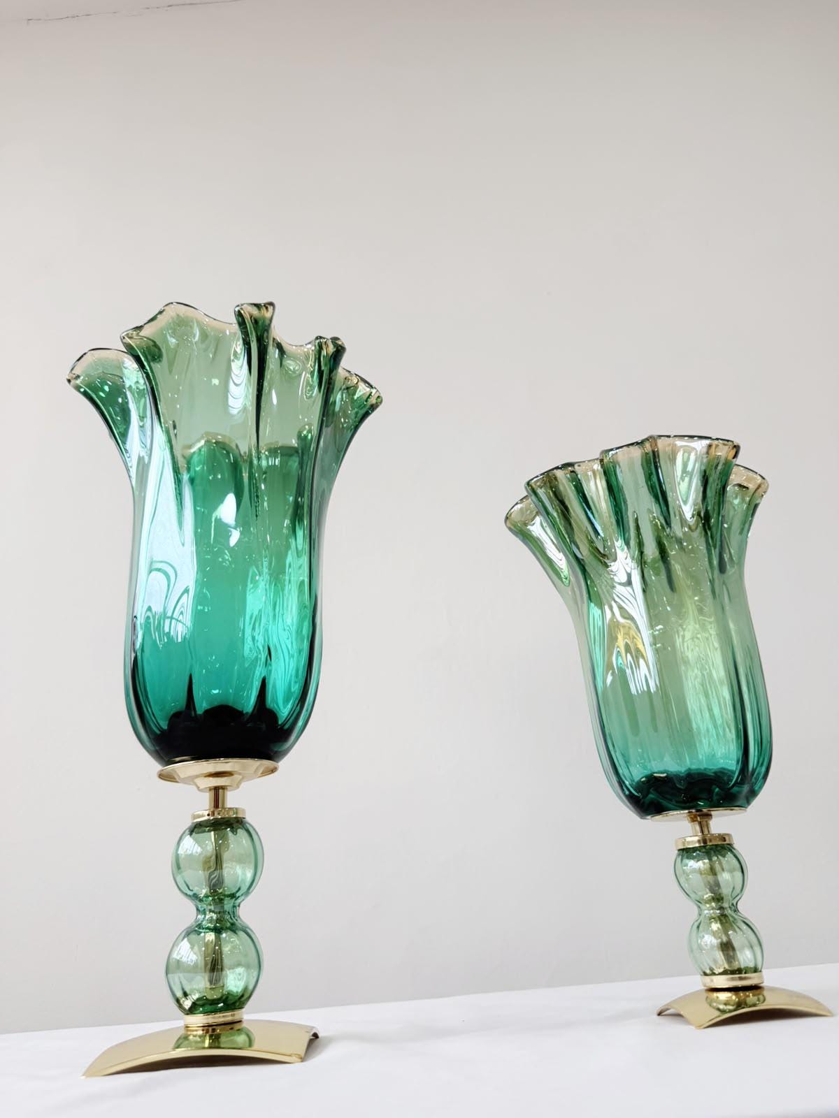 Murano Glass Vase | Certified Murano Glass | Made in Italy | Decorative Vase | Collection Pasta di Vetro Verde con base