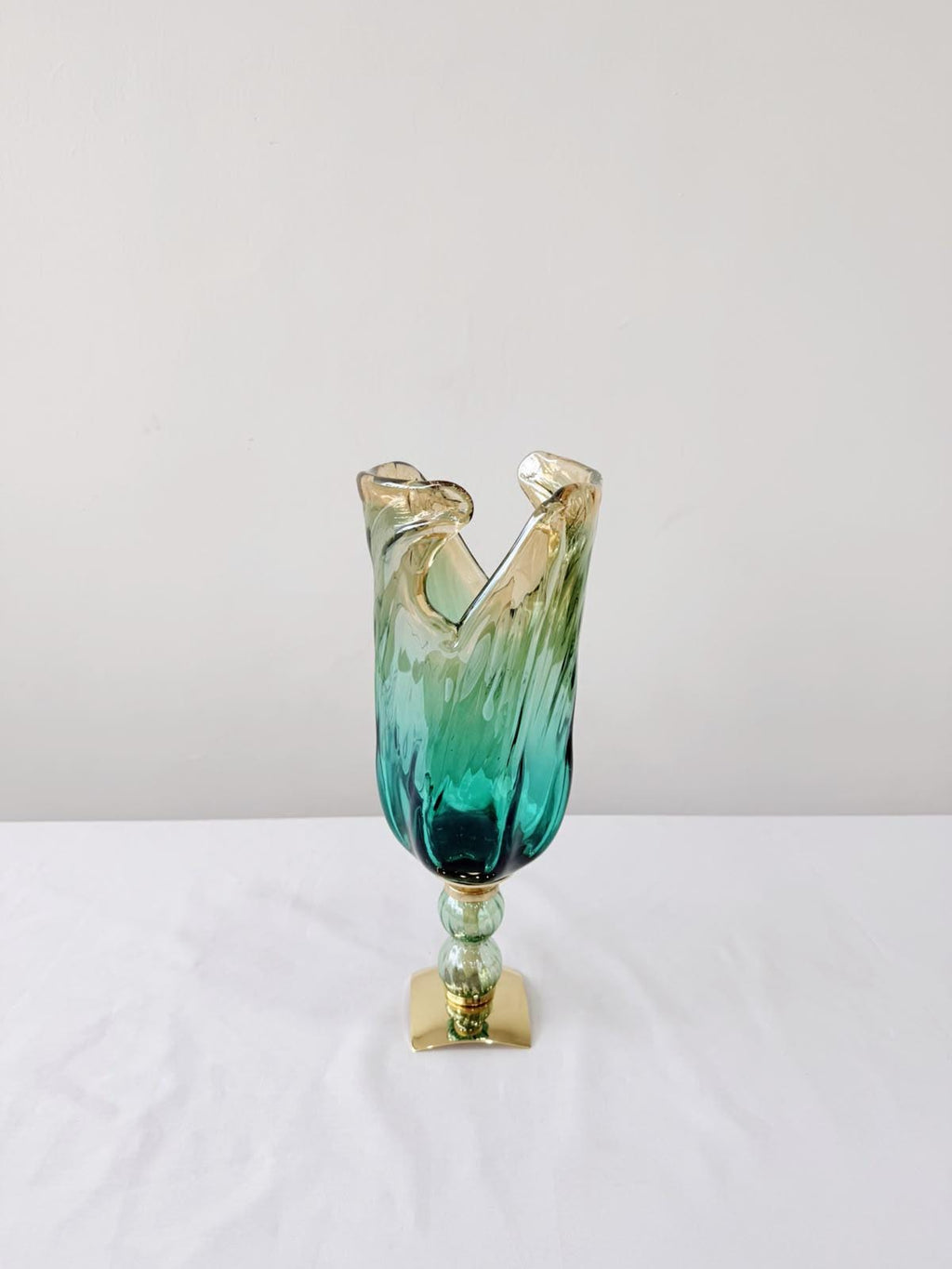 Murano Glass Vase | Certified Murano Glass | Made in Italy | Decorative Vase | Collection Pasta di Vetro Verde con base