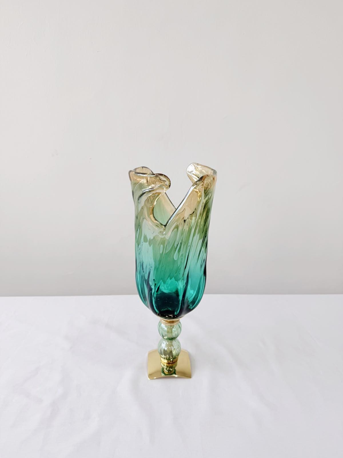 Murano Glass Vase | Certified Murano Glass | Made in Italy | Decorative Vase | Collection Pasta di Vetro Verde con base