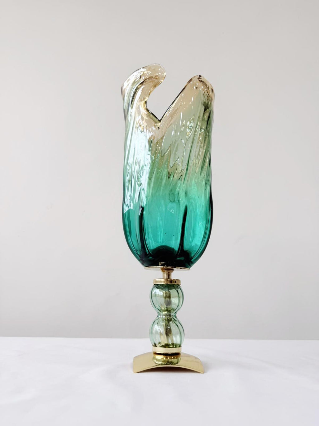 Murano Glass Vase | Certified Murano Glass | Made in Italy | Decorative Vase | Collection Pasta di Vetro Verde con base