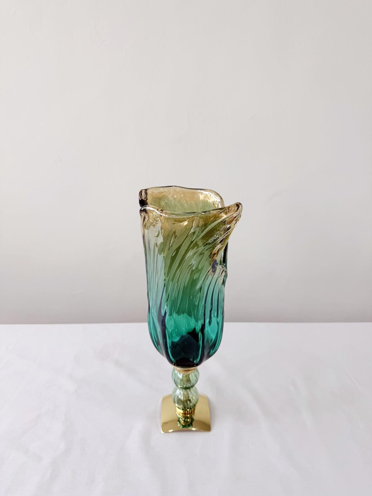 Murano Glass Vase | Certified Murano Glass | Made in Italy | Decorative Vase | Collection Pasta di Vetro Verde con base
