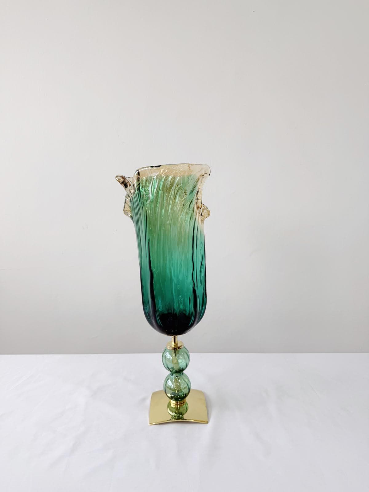 Murano Glass Vase | Certified Murano Glass | Made in Italy | Decorative Vase | Collection Pasta di Vetro Verde con base