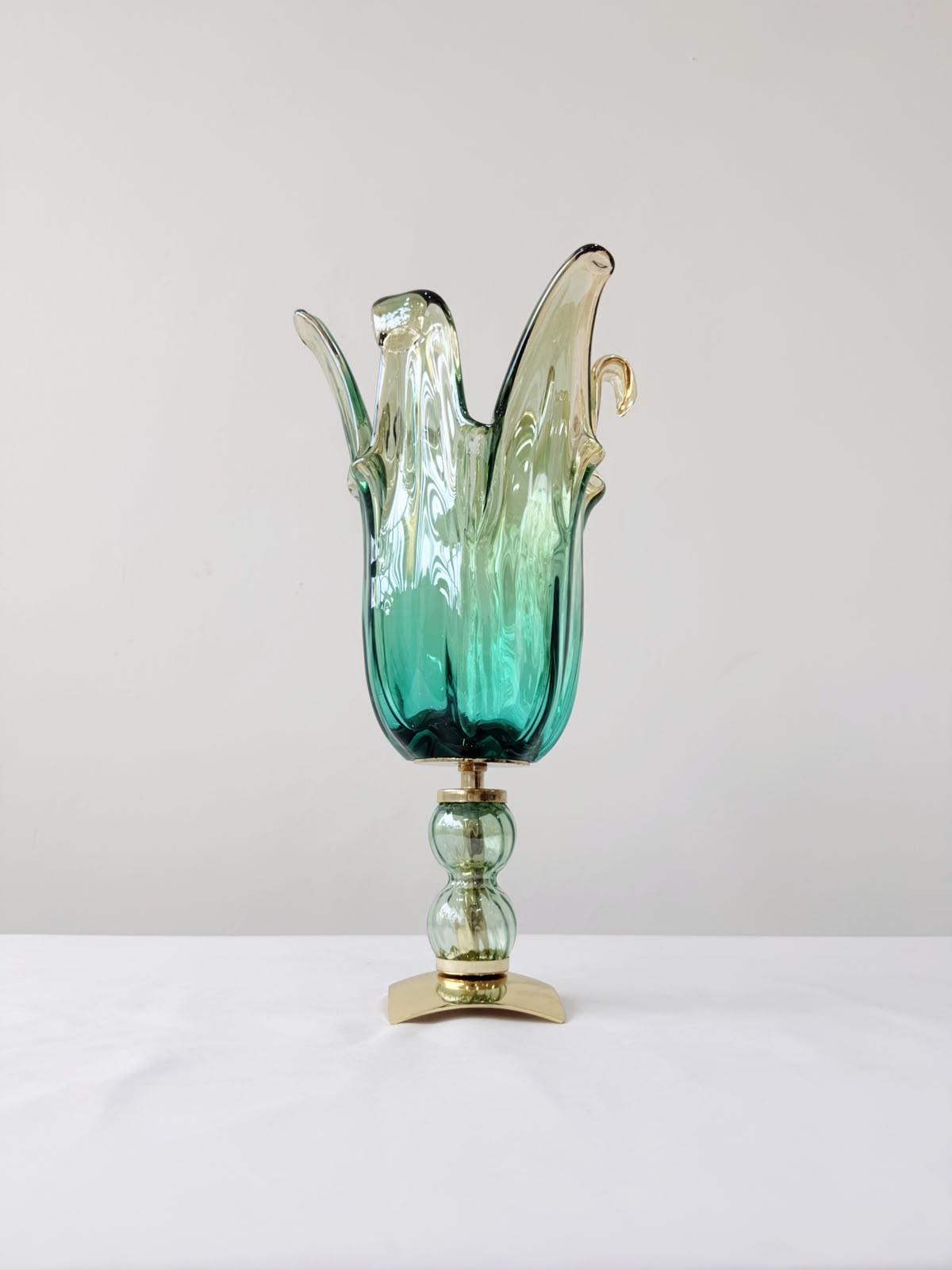 Murano Glass Vase | Certified Murano Glass | Made in Italy | Decorative Vase | Collection Pasta di Vetro Verde con base