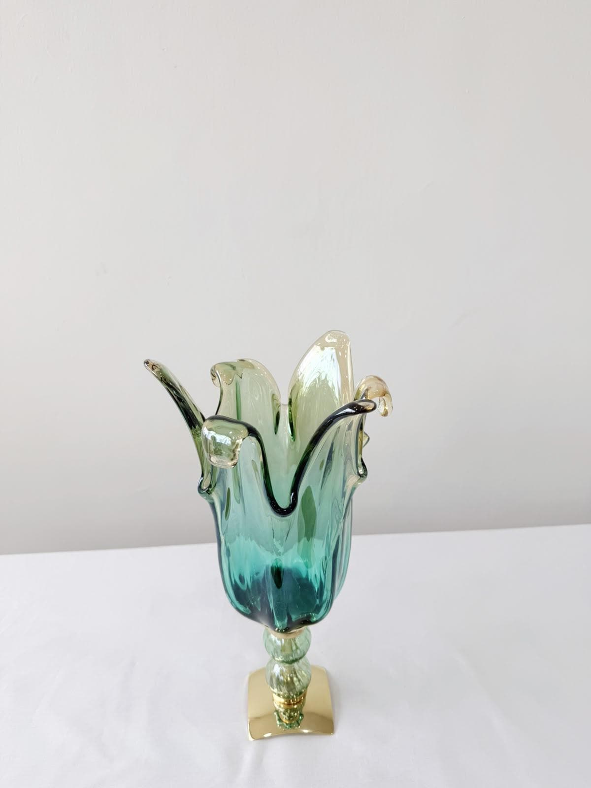 Murano Glass Vase | Certified Murano Glass | Made in Italy | Decorative Vase | Collection Pasta di Vetro Verde con base