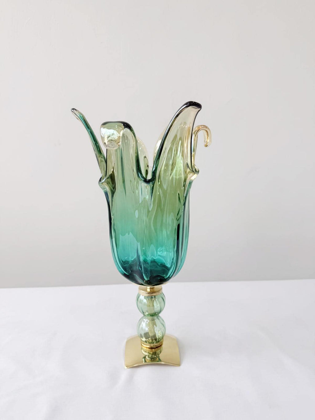Murano Glass Vase | Certified Murano Glass | Made in Italy | Decorative Vase | Collection Pasta di Vetro Verde con base