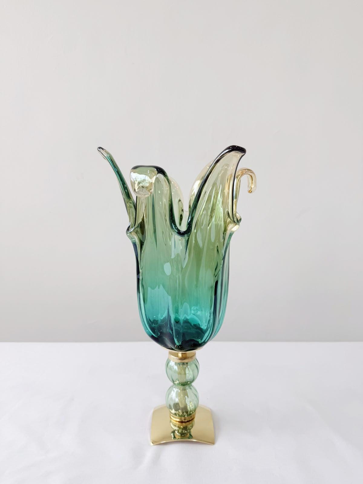 Murano Glass Vase | Certified Murano Glass | Made in Italy | Decorative Vase | Collection Pasta di Vetro Verde con base