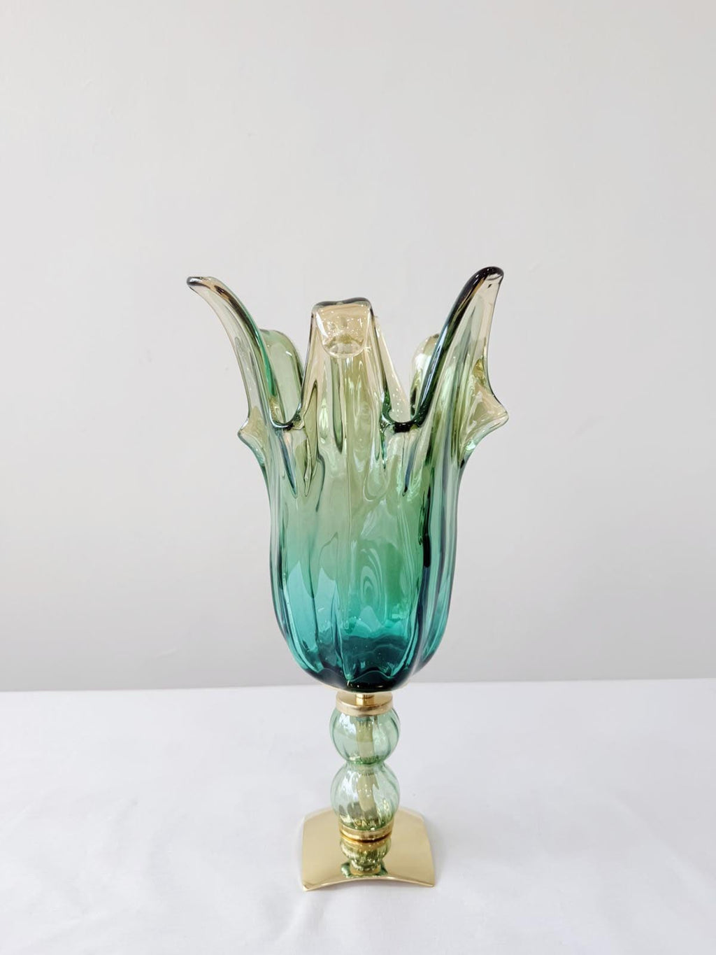 Murano Glass Vase | Certified Murano Glass | Made in Italy | Decorative Vase | Collection Pasta di Vetro Verde con base