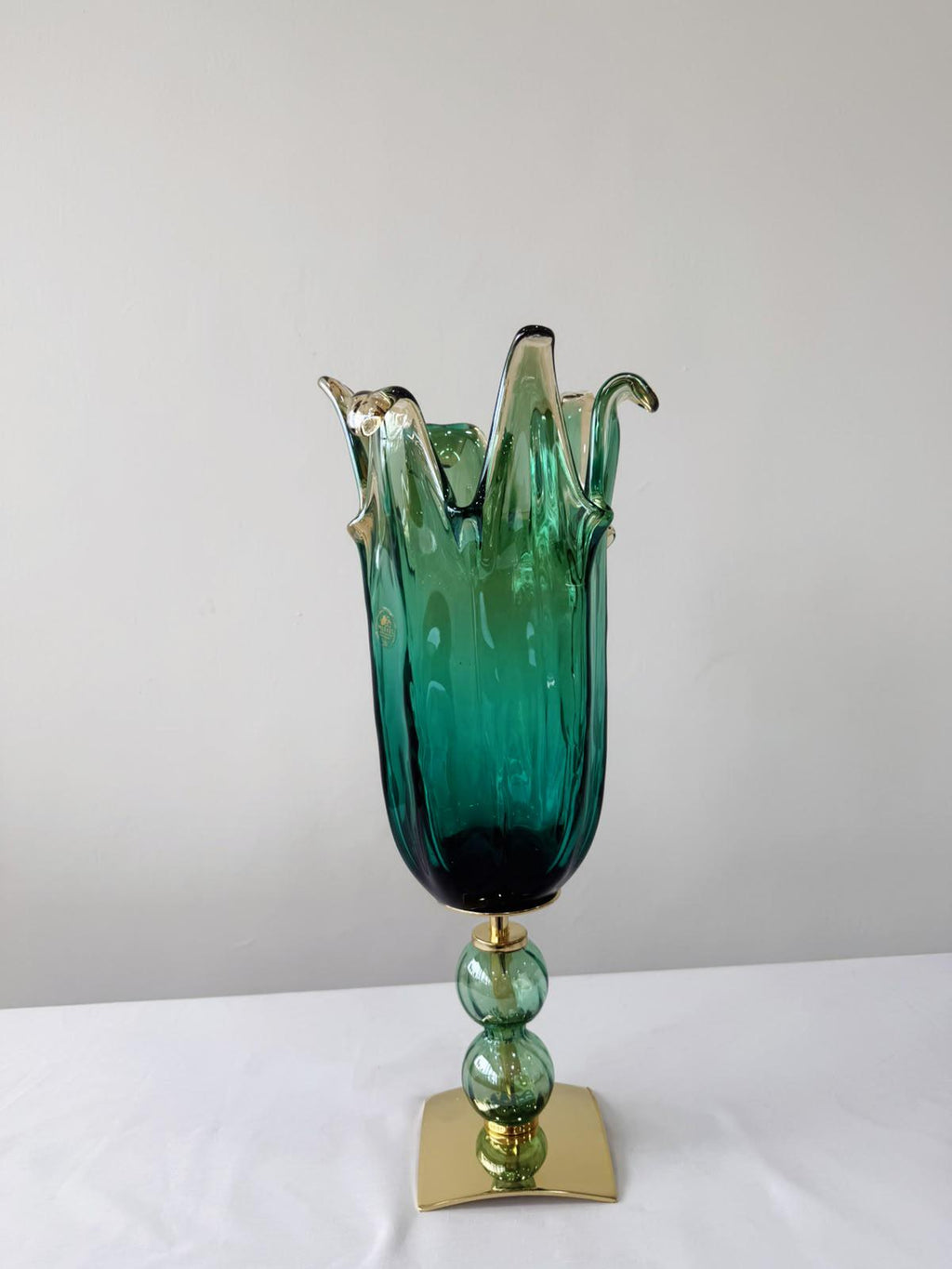 Murano Glass Vase | Certified Murano Glass | Made in Italy | Decorative Vase | Collection Pasta di Vetro Verde con base