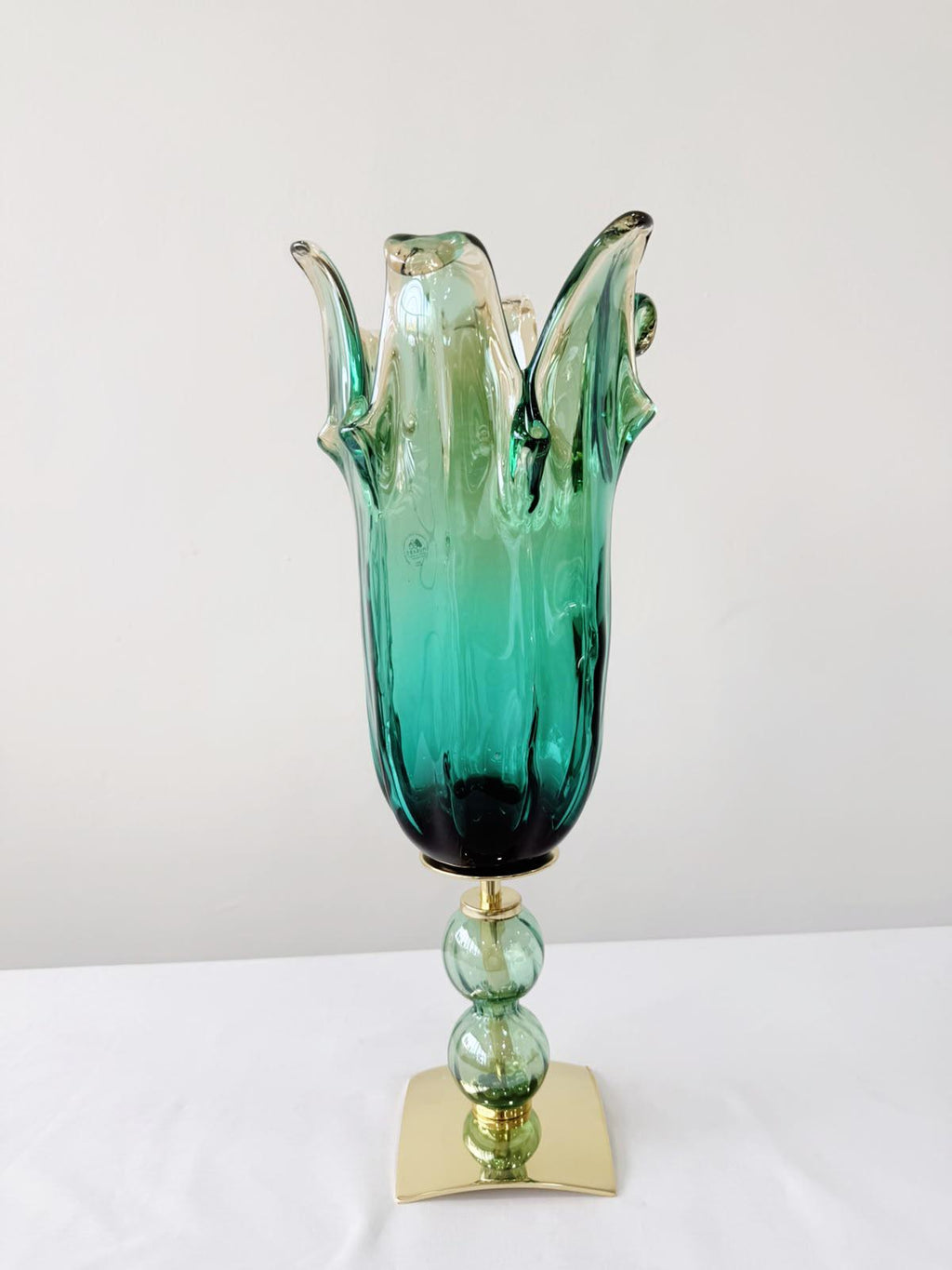Murano Glass Vase | Certified Murano Glass | Made in Italy | Decorative Vase | Collection Pasta di Vetro Verde con base