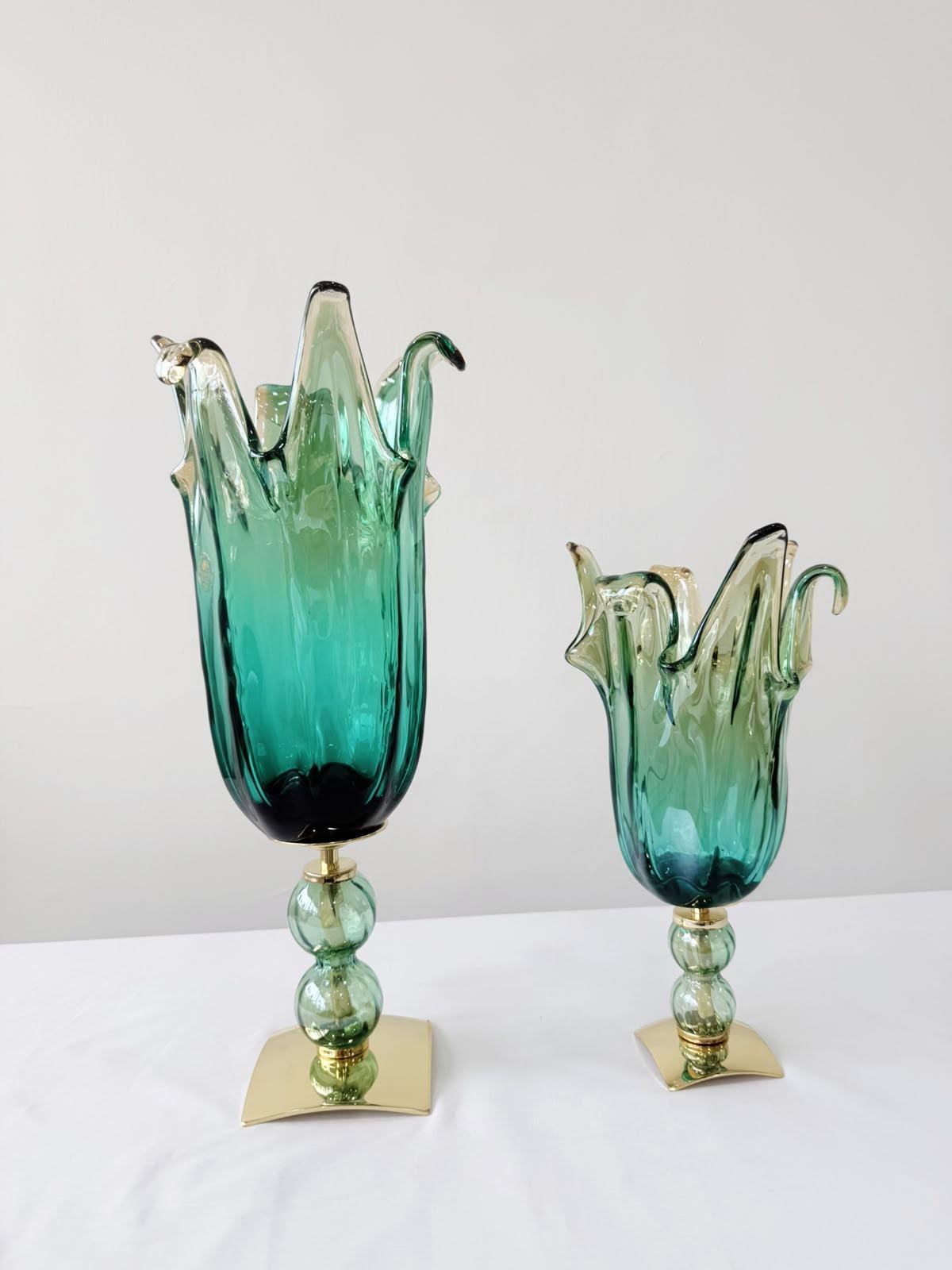 Murano Glass Vase | Certified Murano Glass | Made in Italy | Decorative Vase | Collection Pasta di Vetro Verde con base