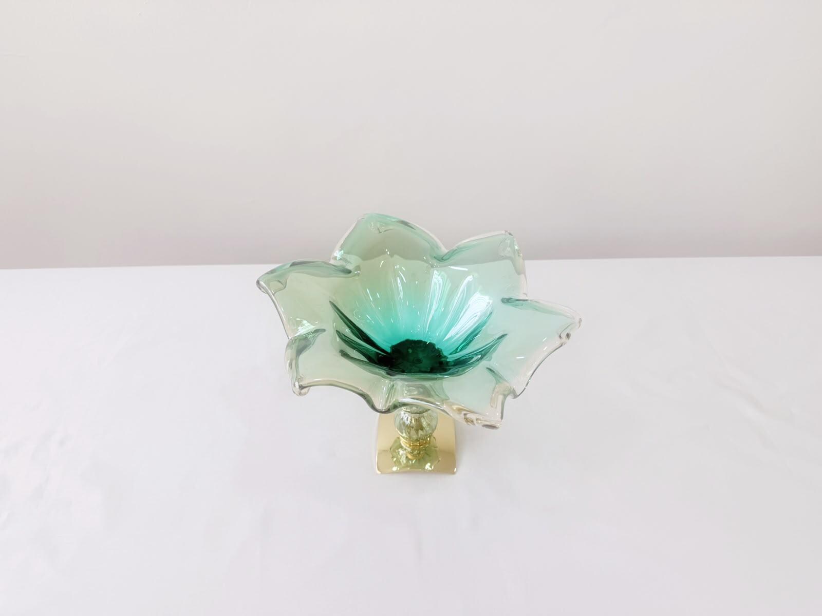 Murano Glass Centerpiece | Certified Murano Glass | Made in Italy | Table Decoration | Collection Pasta di Vetro Verde con base