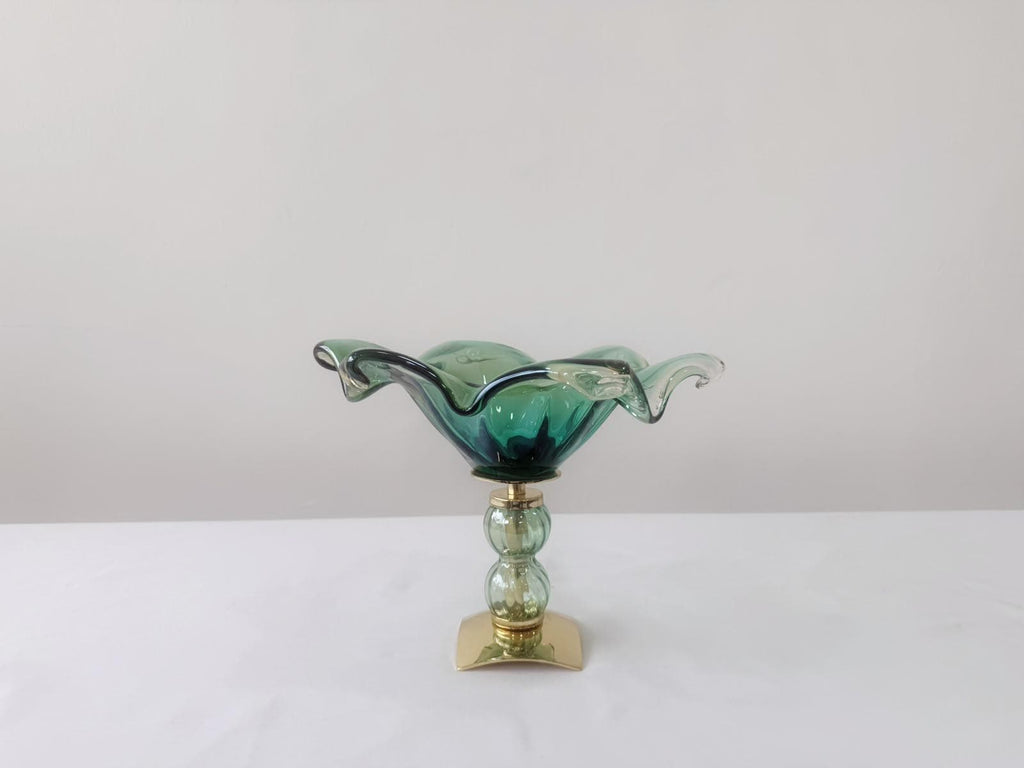 Murano Glass Centerpiece | Certified Murano Glass | Made in Italy | Table Decoration | Collection Pasta di Vetro Verde con base