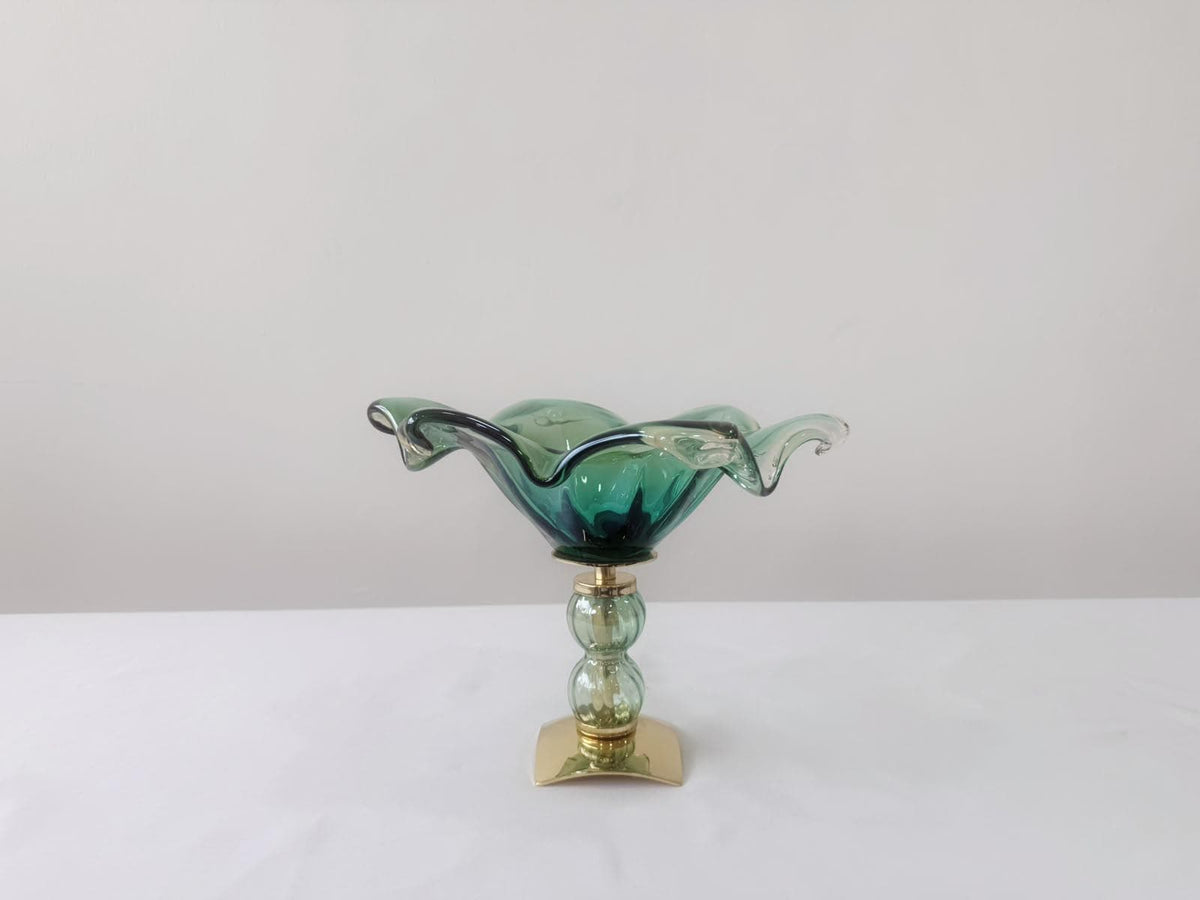Murano Glass Centerpiece | Certified Murano Glass | Made in Italy | Table Decoration | Collection Pasta di Vetro Verde con base