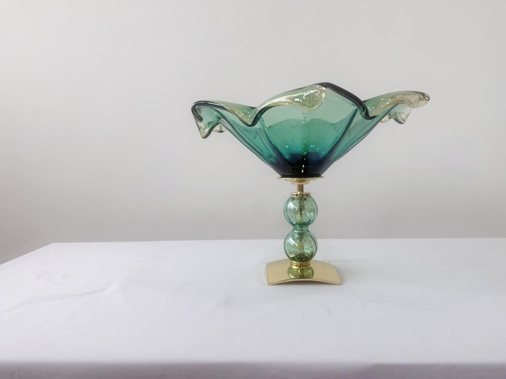 Murano Glass Centerpiece | Certified Murano Glass | Made in Italy | Table Decoration | Collection Pasta di Vetro Verde con base